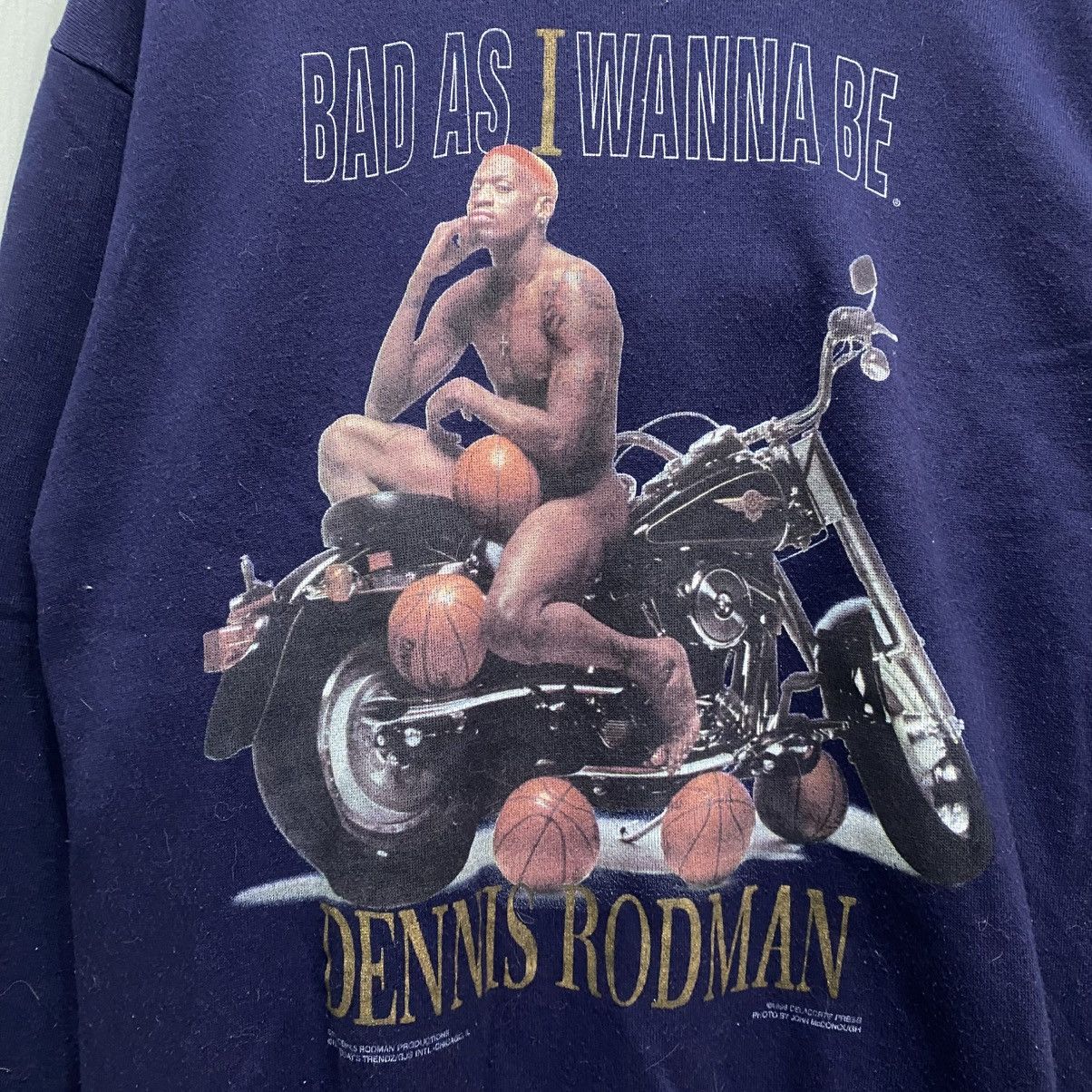 Rap Tees VINTAGE 1996 Dennis Rodman "Bad As I Wanna Be" Motorcycle Size US L / EU 52-54 / 3 - 5 Thumbnail