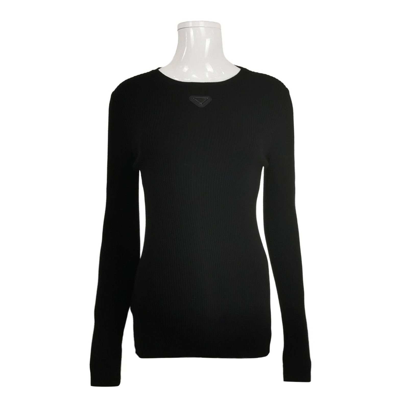 Prada Prada Black Ribbed Knit Crew Neck Sweater 0089 Size M / US 6-8 / IT 42-44 - 1 Thumbnail