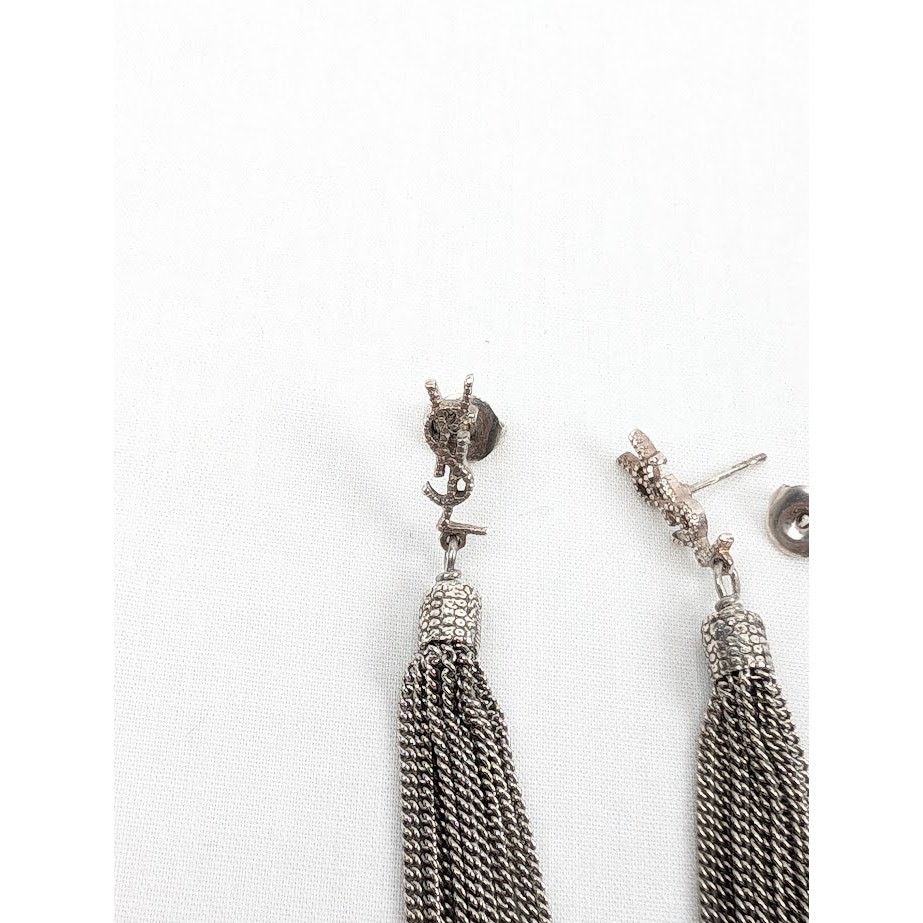 Saint Laurent Paris o1rshd1 Size: OS / Metal Brass Earrings in Argent Oxyde Size ONE SIZE - 5 Thumbnail