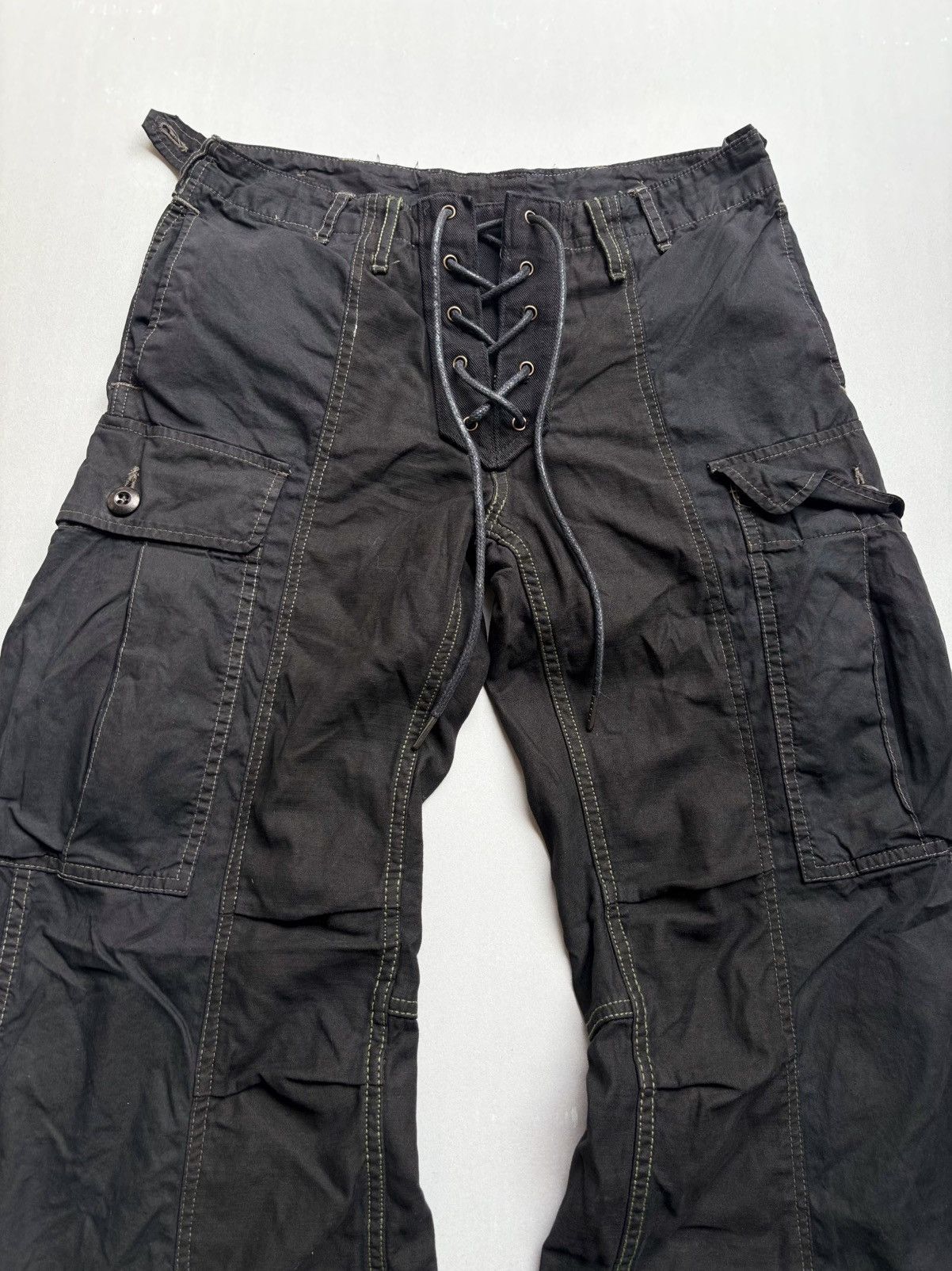 Japanese Brand blue way lace up flare cargo pants Size US 28 / EU 44 - 2 Thumbnail