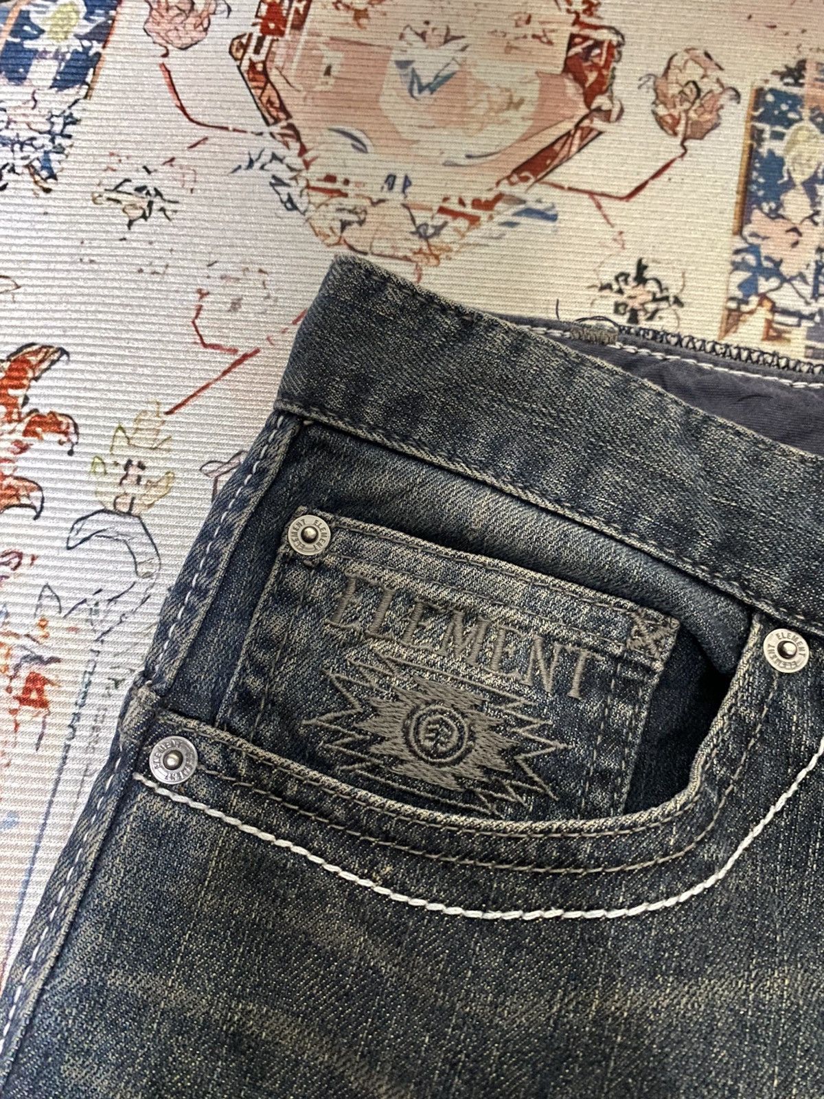 Element Element Skatebord Y2K Straight Deep Blue Wash Jeans Size US 31 - 6 Thumbnail