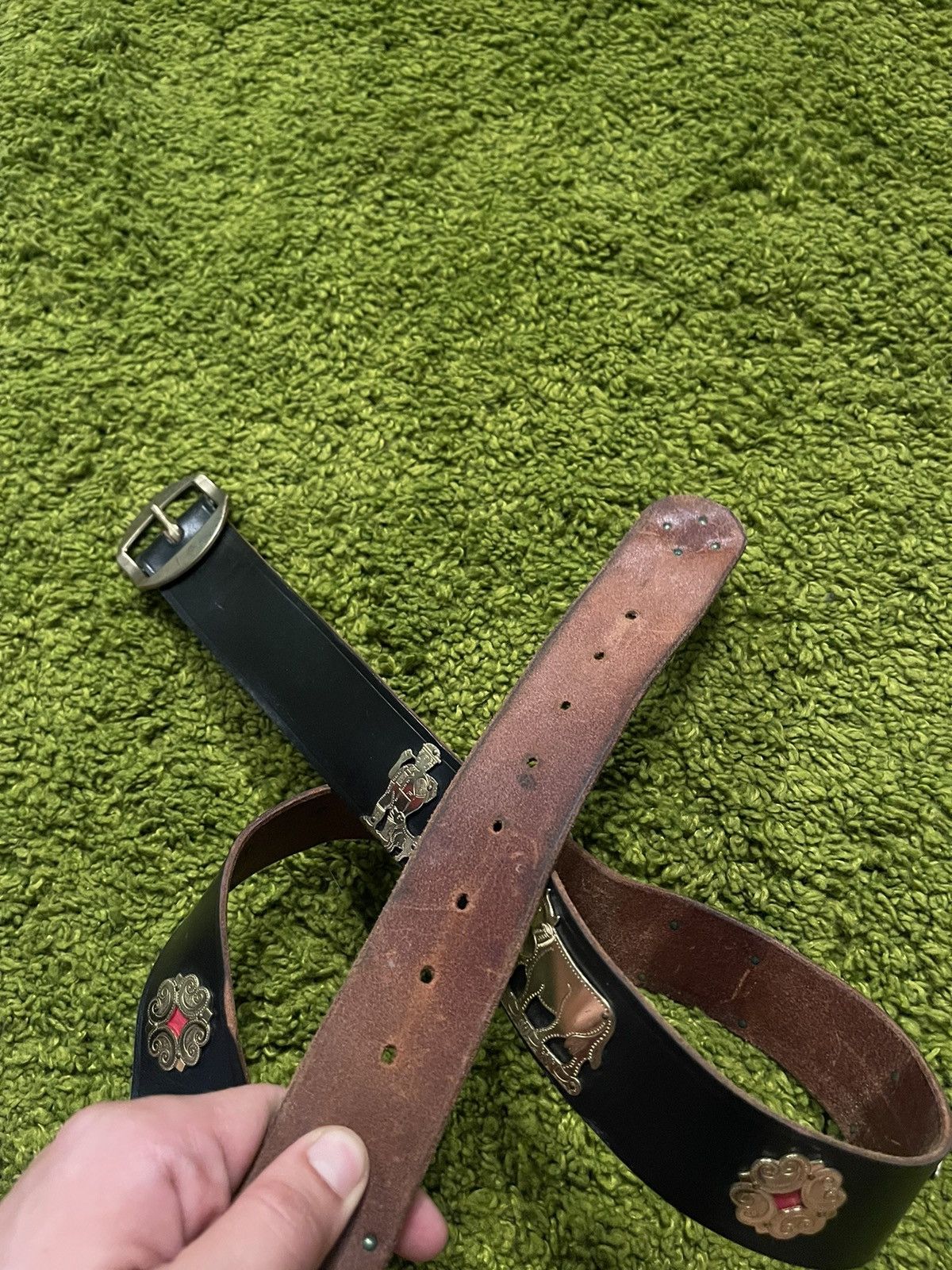 Cowboy Equipment × Etro × Genuine Leather Etro 90s vintage iconic cows logo western cowboy belt Size 36 - 3 Thumbnail