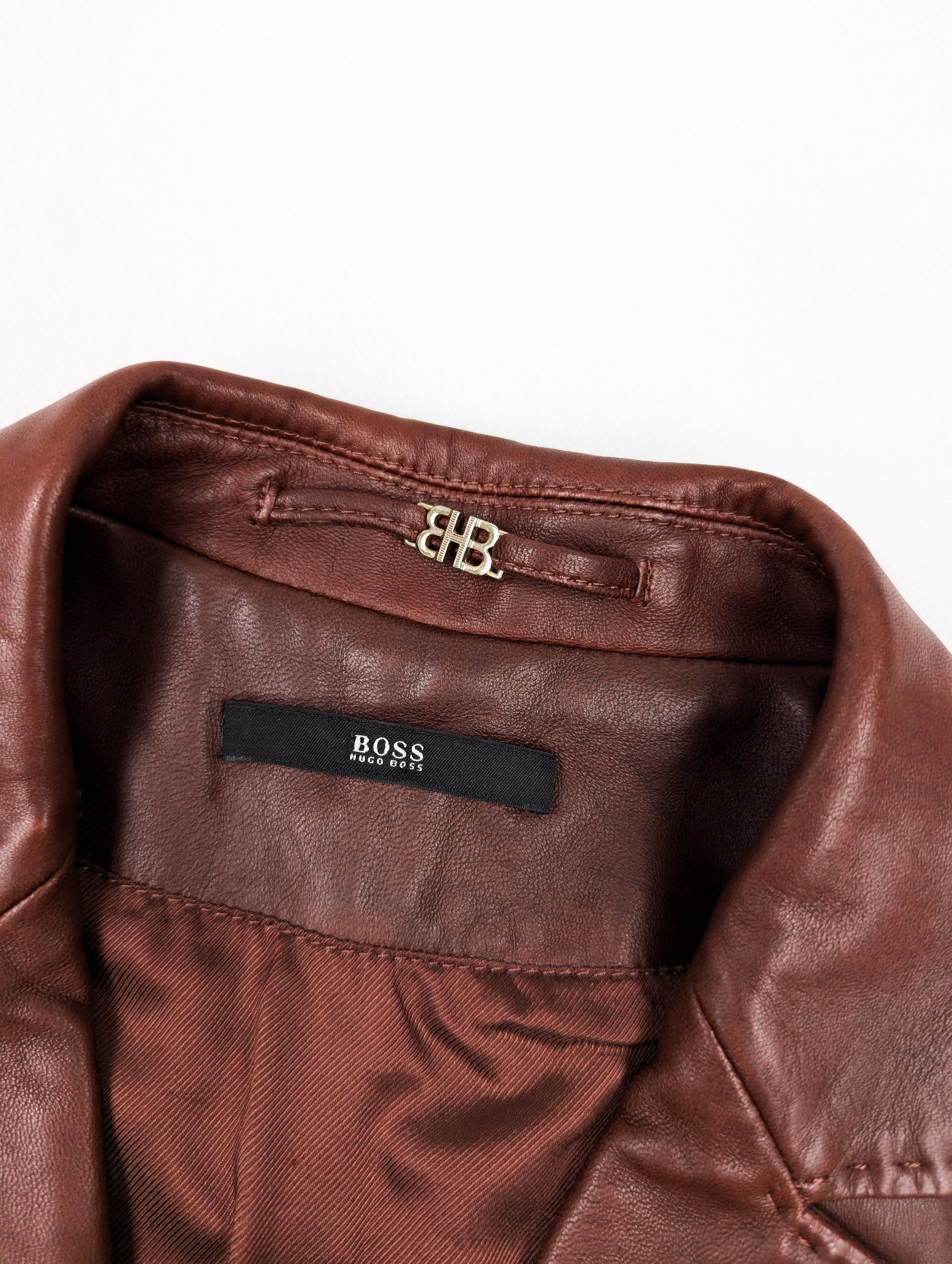 Hugo Boss Hugo Boss leather bown jacket Size L / US 10 / IT 46 - 3 Thumbnail