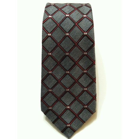 DKNY DKNY MENS NEW GRAY 95%SILK 2%WOOL PLAID TIE WIDTH: 3" Size ONE SIZE - 1 Thumbnail