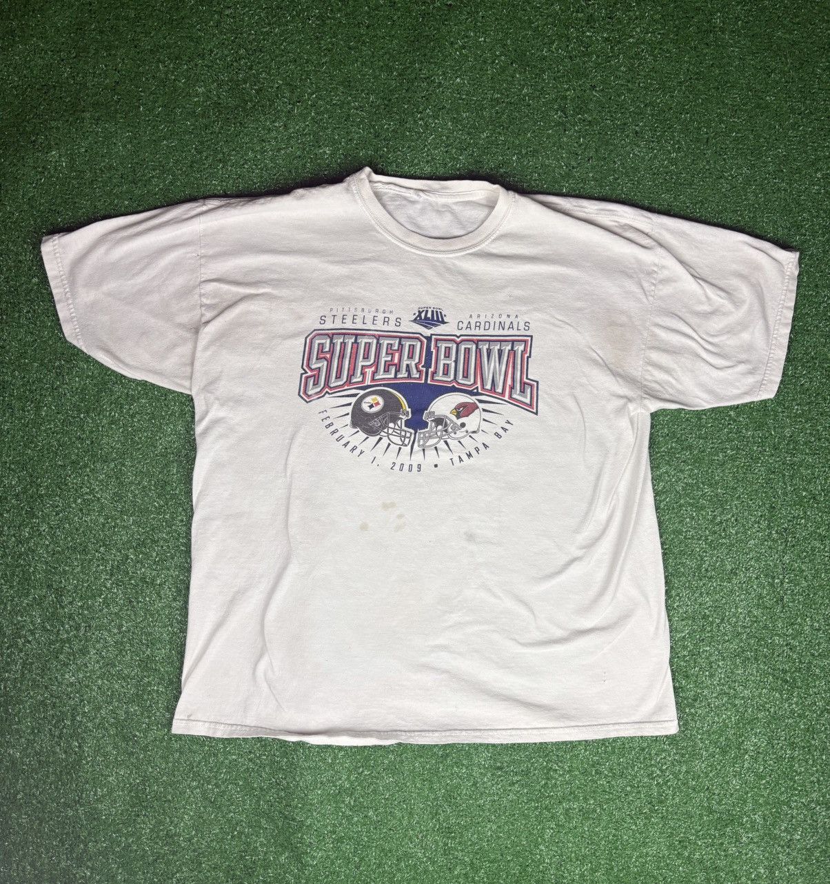 NFL × Vintage Vintage 2009 Steelers Vs Cardinal Super Bowl Tshirt Size US L / EU 52-54 / 3 - 1 Thumbnail