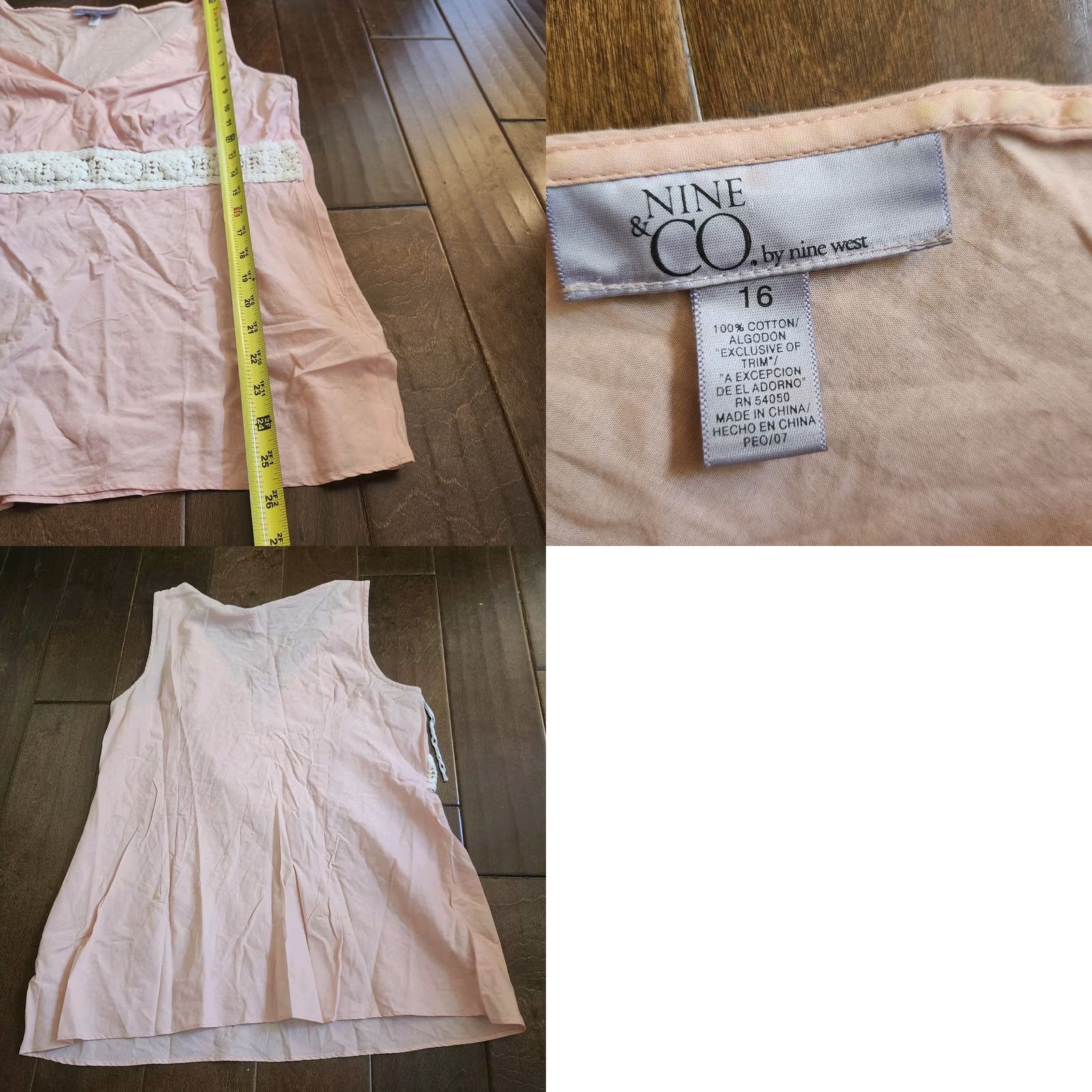 Nine West Nine West & Co Women's Blouse Top Sleeveless Pink 16 Regular Cotton Solid Casual Party/Cocktail Travel Mens Women? Size XXL / US 16-18 / IT 52-54 - 8 Thumbnail