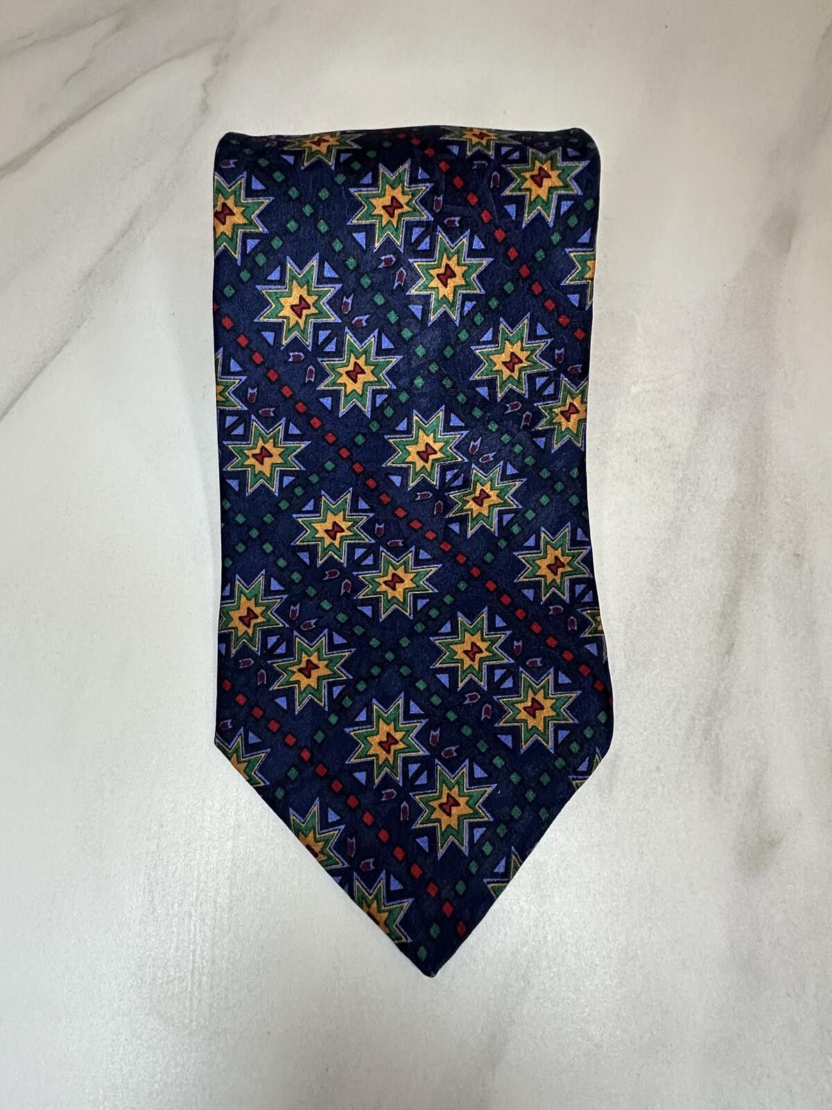 Christian Dior Monsieur Vintage Christian Dior 100% silk tie blue star medallion Size ONE SIZE - 1 Thumbnail