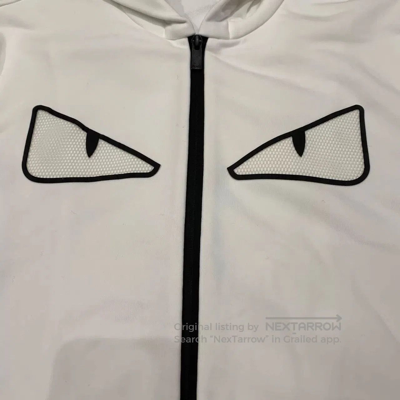 Fendi White Zip-Up Hoodie with Eye Print. Size US M / EU 48-50 / 2 - 7 Thumbnail