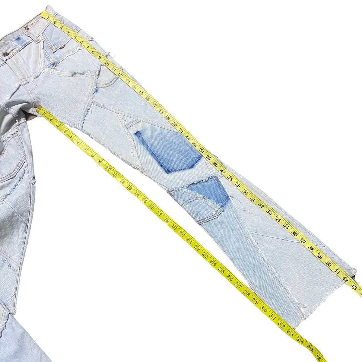 Japanese Brand JUNGLE CAT Reworked Recylce Paper Denim Flare Jeans Size US 28 / EU 44 - 20 Thumbnail