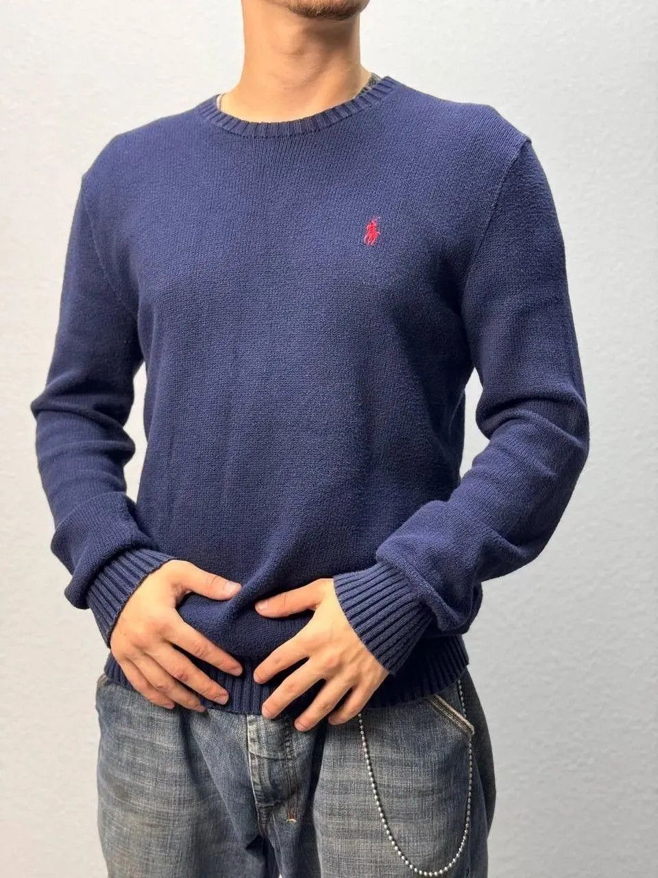 Vintage Polo Ralph Lauren Cable Knit wool blue sweater Size US M / EU 48-50 / 2 - 1 Thumbnail