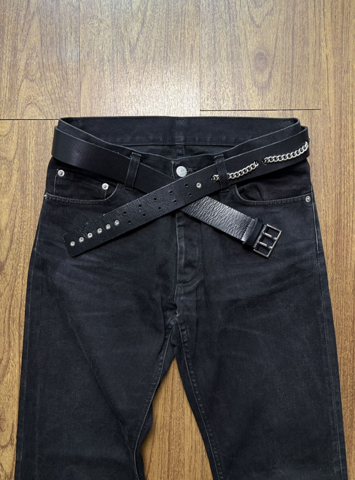 Dior × Hedi Slimane Rare SS04 Dior Homme 'Strip' Black Chain Belt