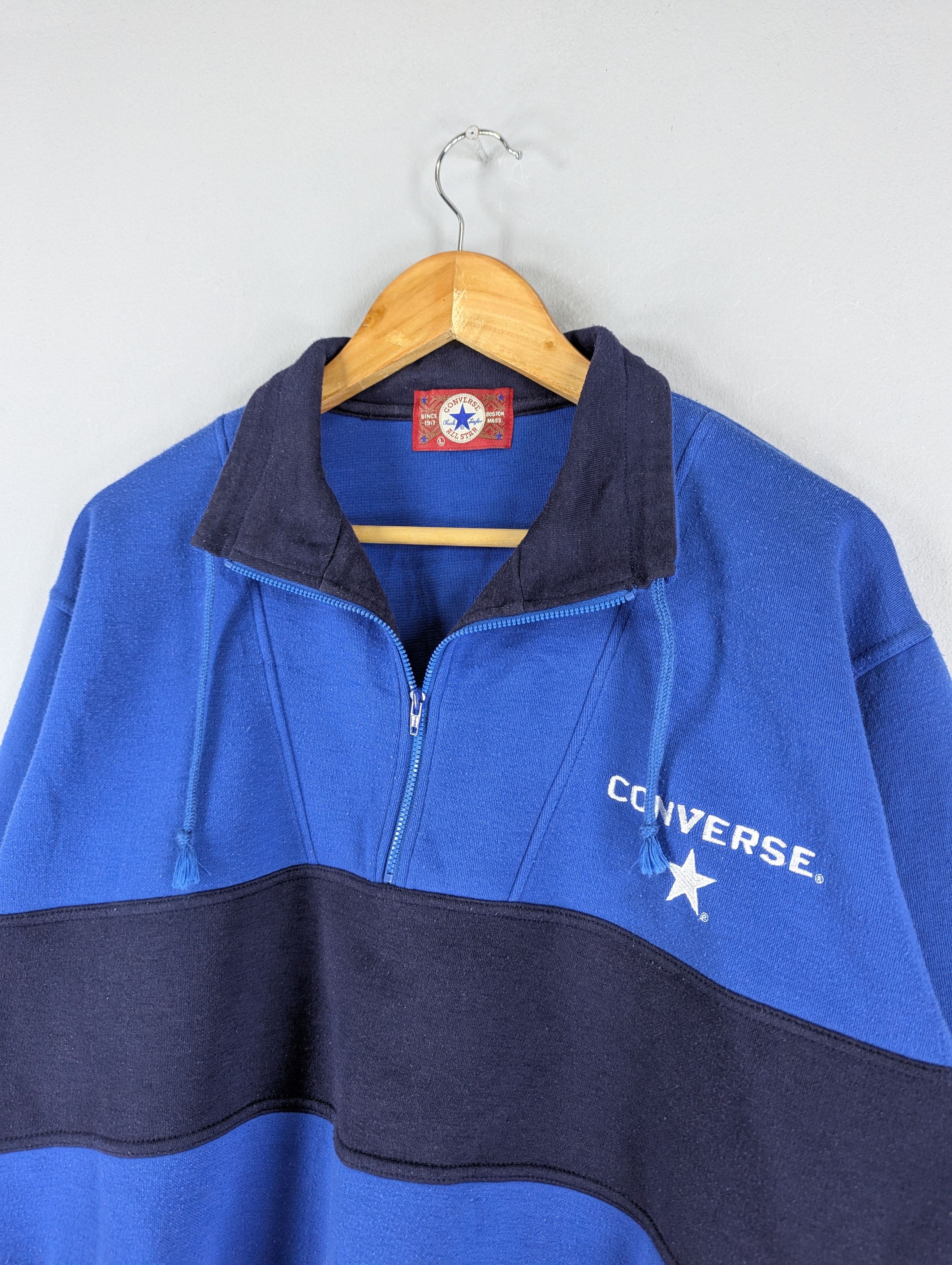 Converse Vintage 90s Converse Halfzipper Jumper Sweatshirt Size US L / EU 52-54 / 3 - 2 Thumbnail