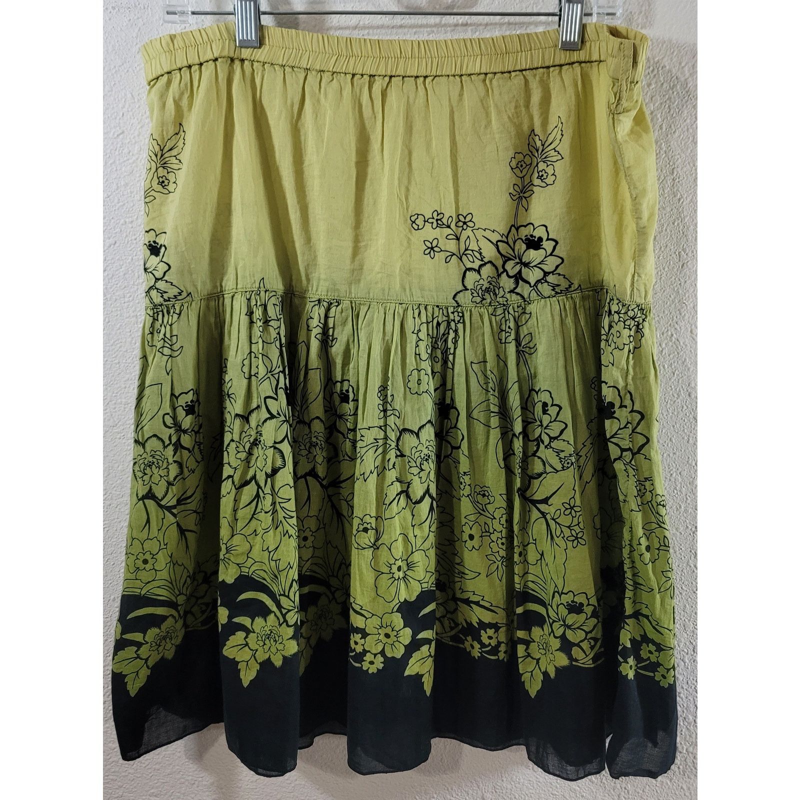 Other Green Ombre Black Floral Print A Line Mini Skirt Medium Size 34" / US 12 / IT 48 - 3 Thumbnail