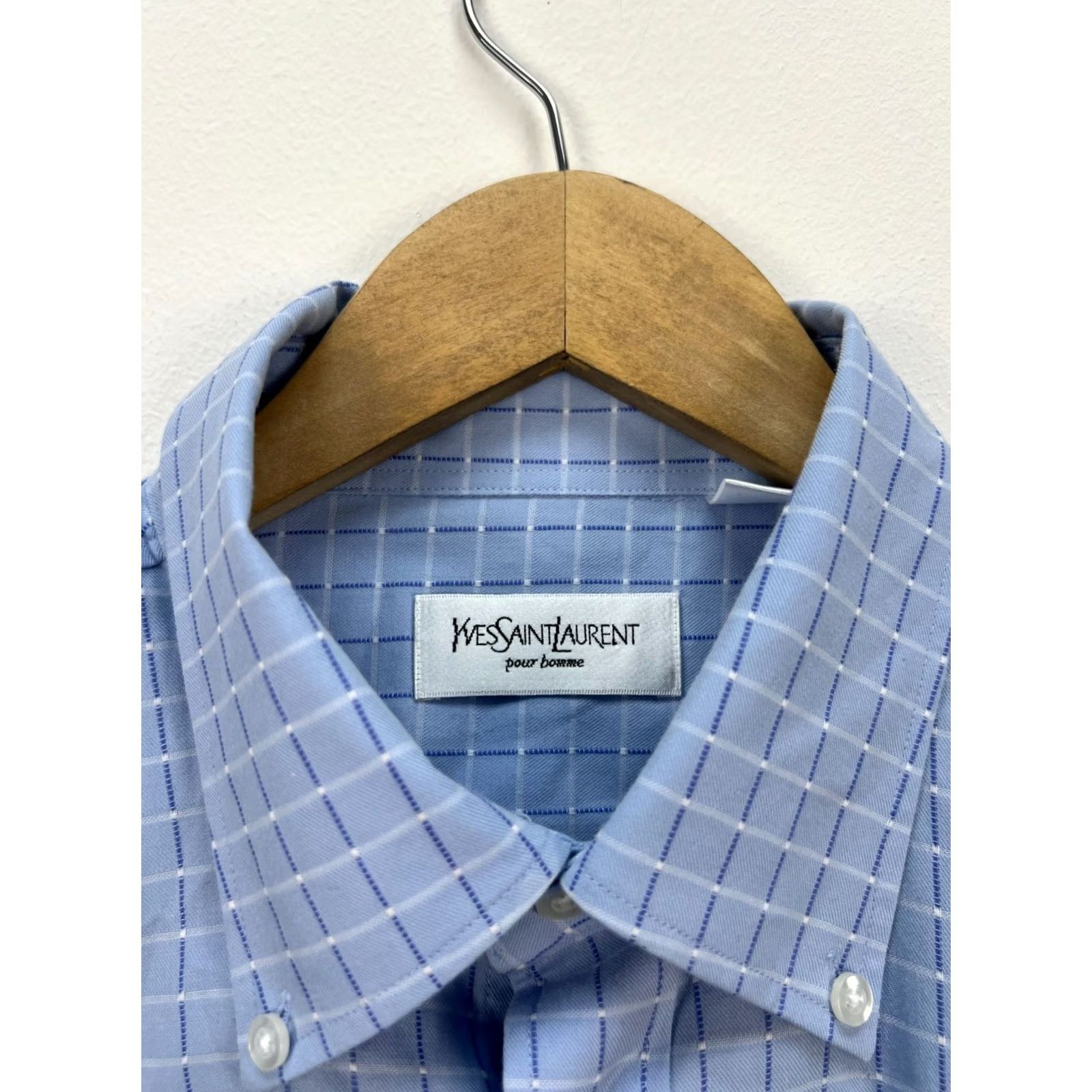 Yves Saint Laurent Yves Saint Laurent Shirt Men Long Sleeve Button-Up Size L Blue Vtg Size US L / EU 52-54 / 3 - 3 Thumbnail