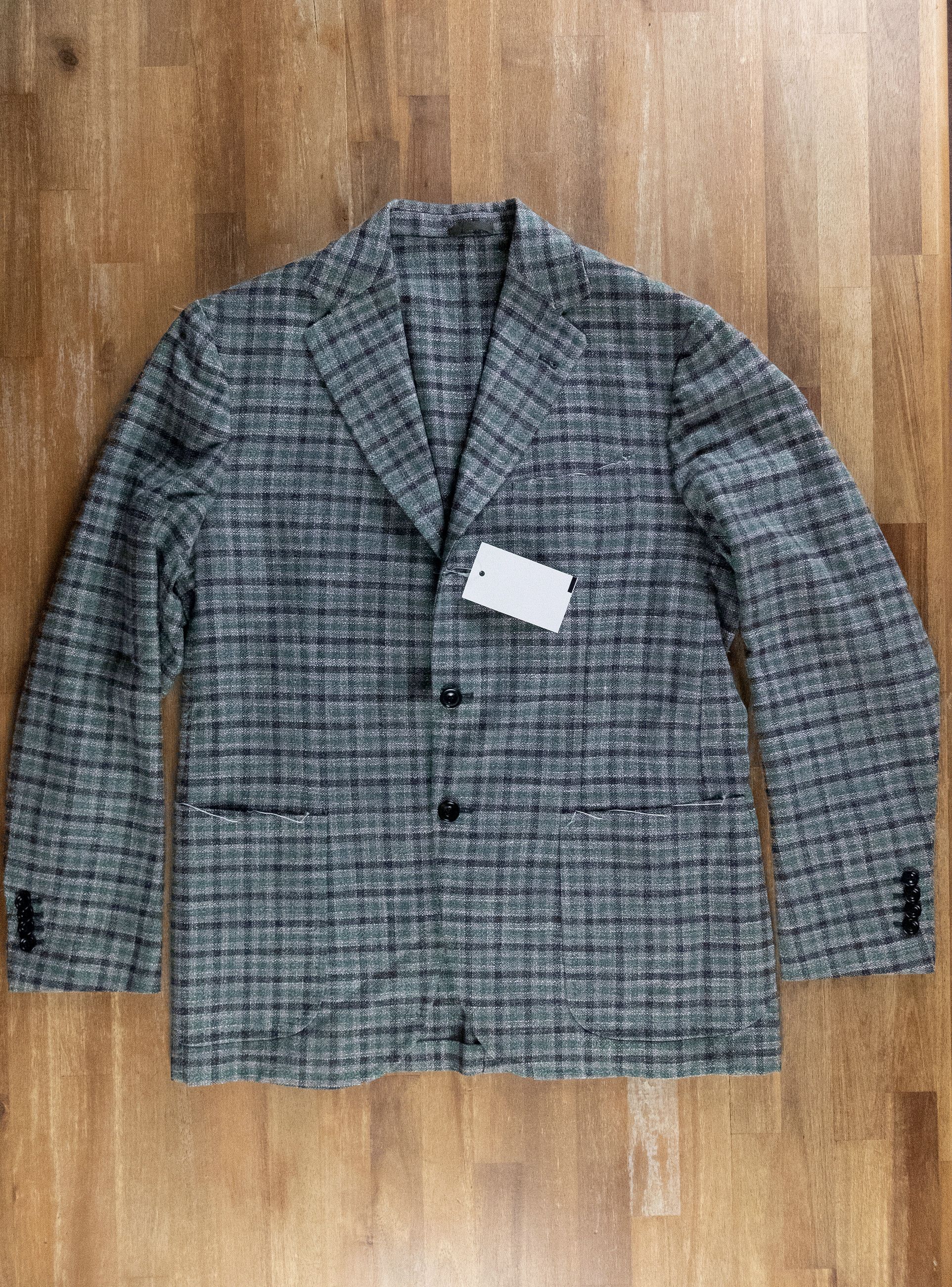 SARTORIO SARTORIO Napoli Kiton green gray plaid wool silk sportcoat Size 40R - 4 Thumbnail