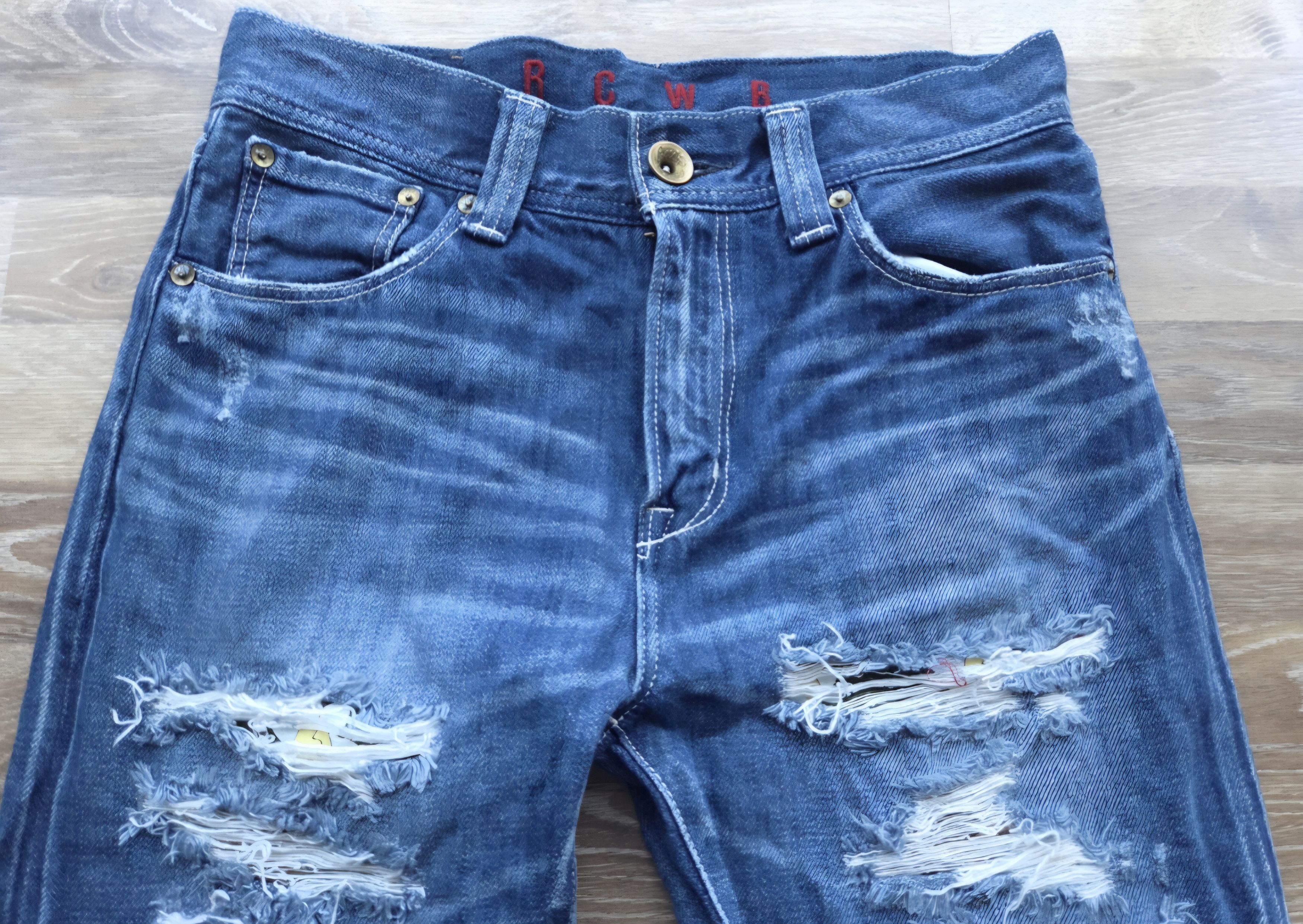 Japanese Brand Distressed Ripped Off RCWB Rodeo Crowns Red Selvedge Denim Size US 30 / EU 46 - 3 Thumbnail