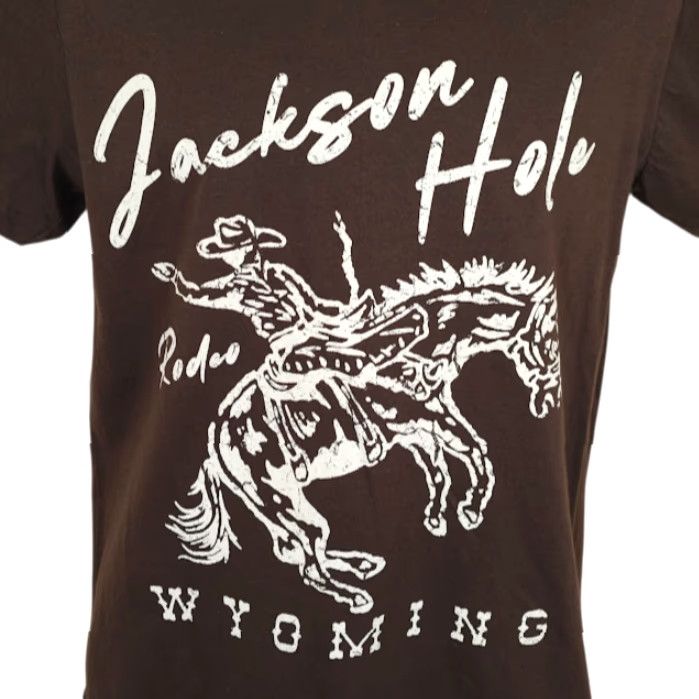 Vintage Bowery Jackson Hole Rodeo T Shirt Mens S Brown Wyoming Travel Destination Tee Shirts Rodeo Western Cowboy Bull Riding Gift Boys/Mens 90s Style Size US S / EU 44-46 / 1 - 2 Thumbnail