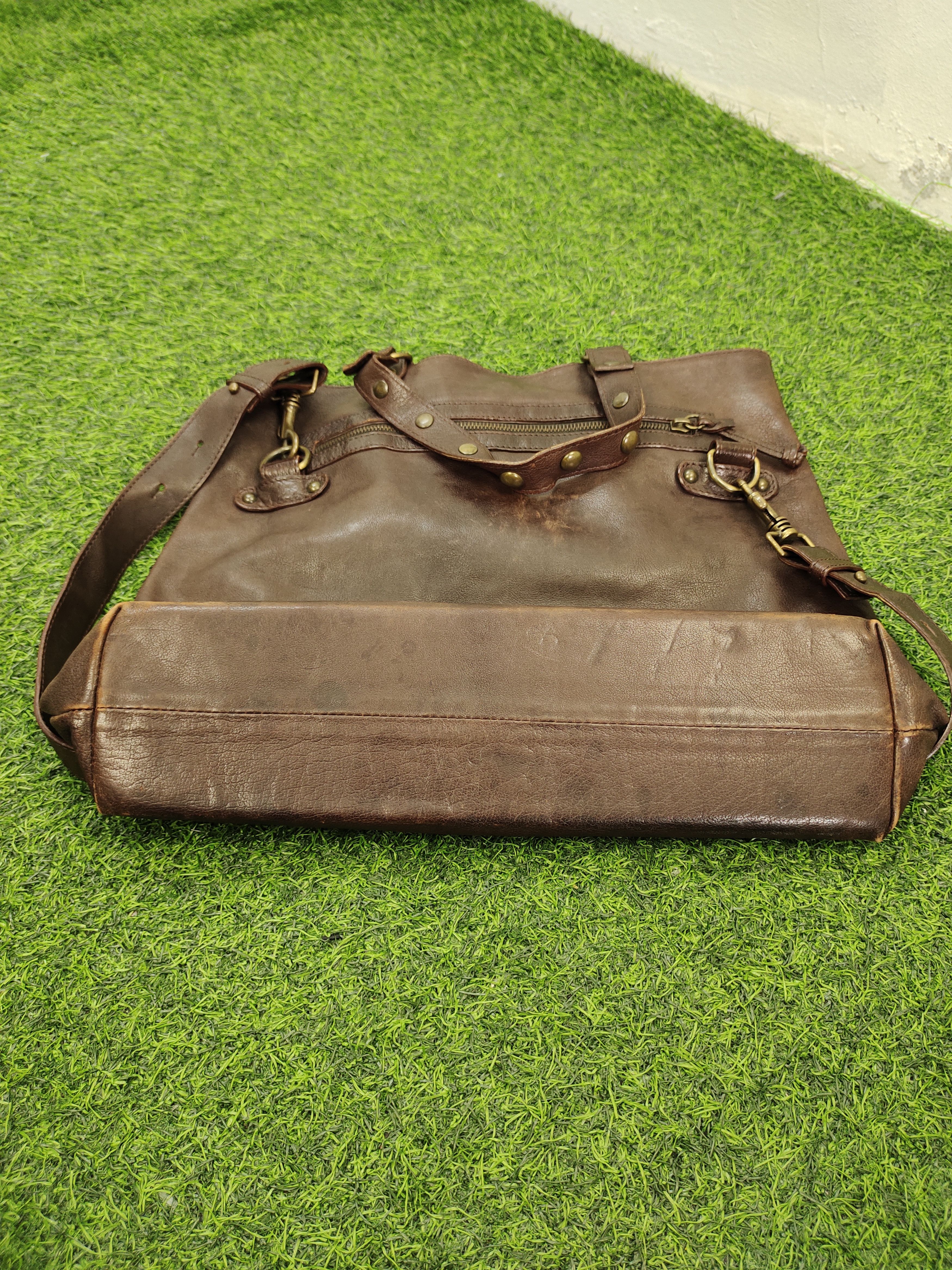 Vintage Via Repubblica Italy Patina Full Leather 2 Way Bag
