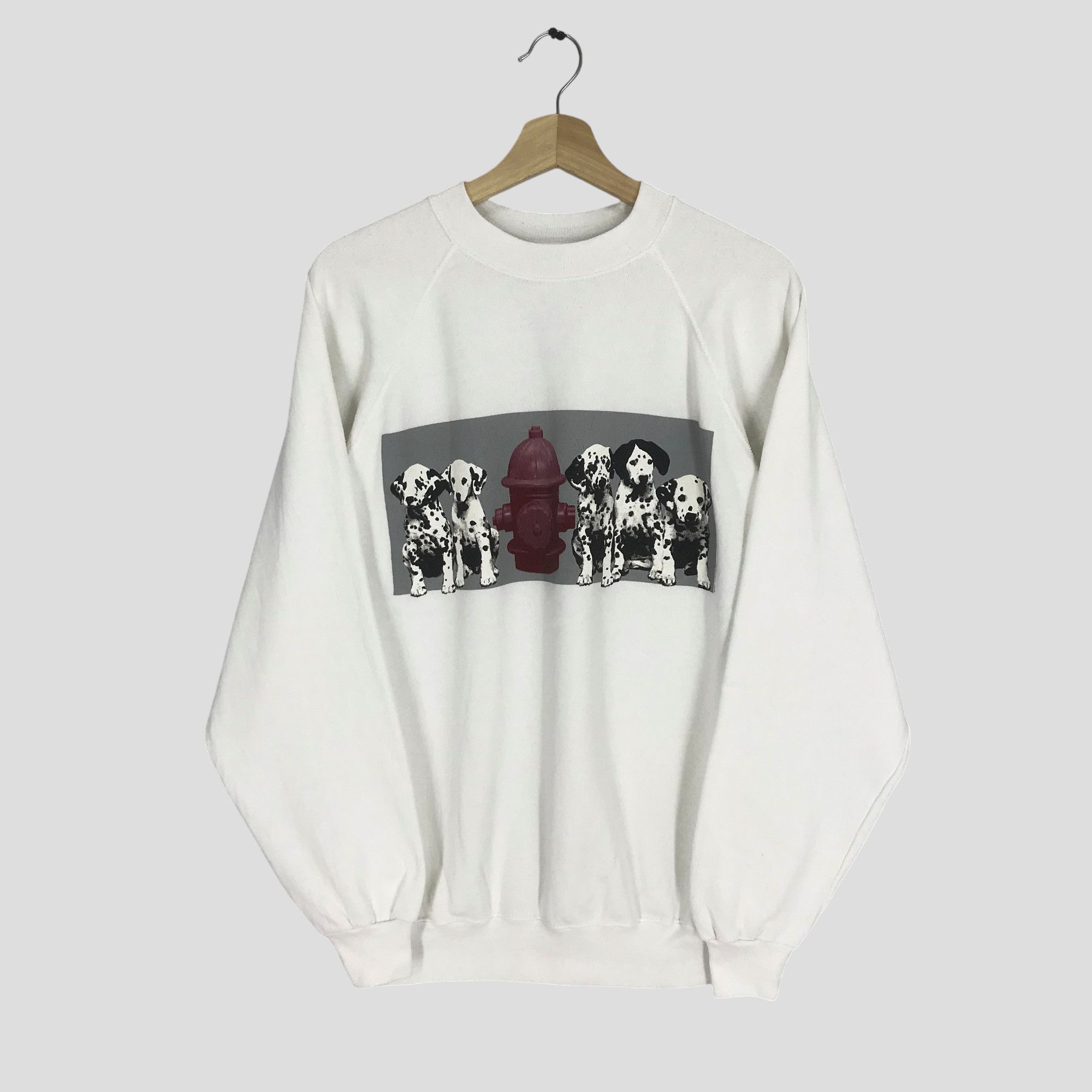 Hanes Vintage 90’s Dalmatian Dog White Sweatshirt - 174 Size US L / EU 52-54 / 3 - 1 Thumbnail