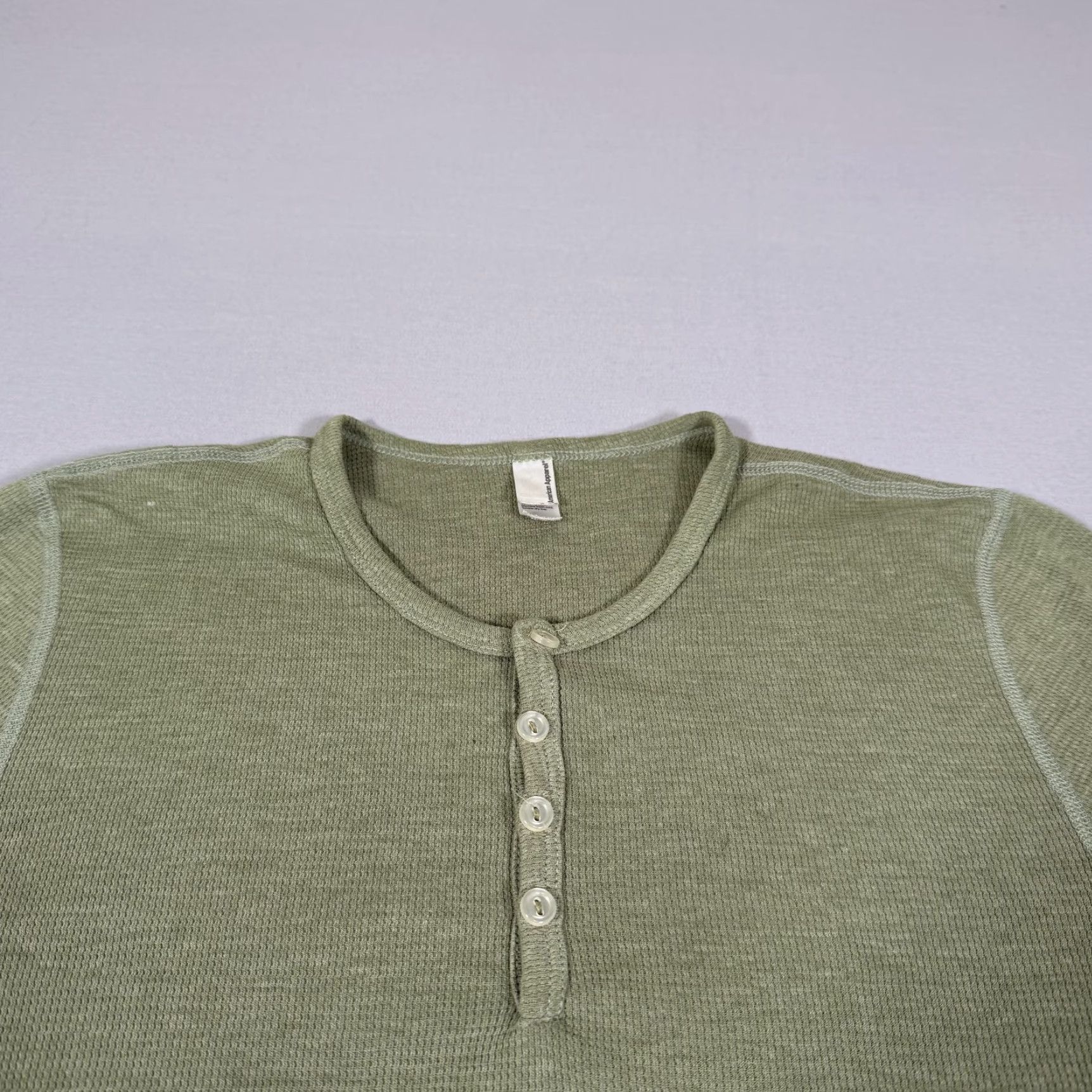 American Apparel American Apparel Shirt Men Small Green Thermal Henley T-Shirt Size US S / EU 44-46 / 1 - 3 Thumbnail