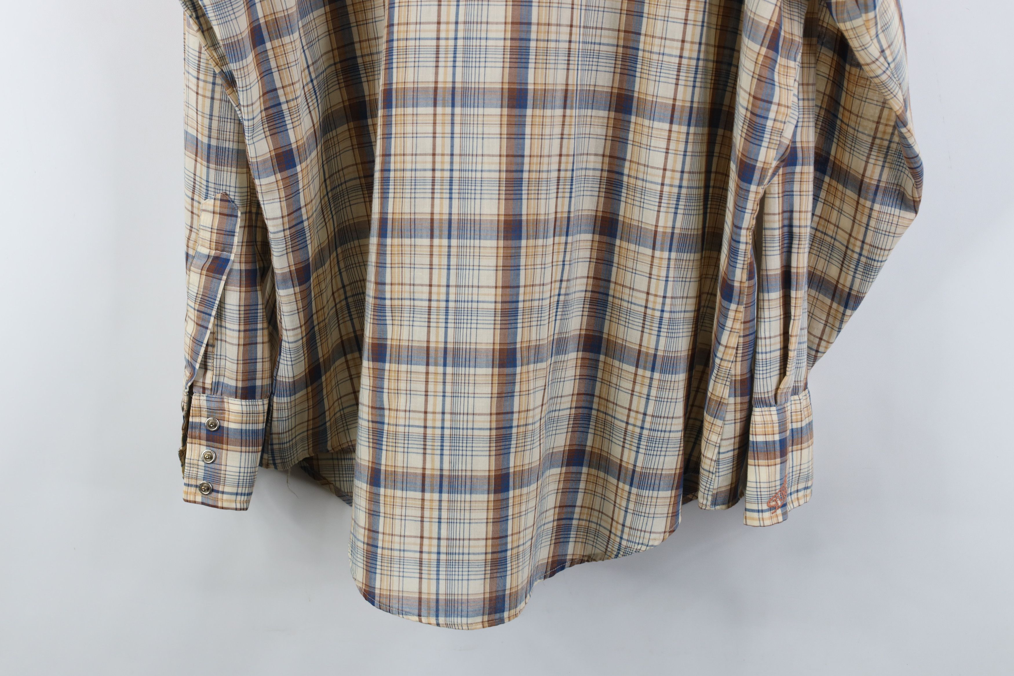 Vintage Vintage 70s Streetwear Rodeo Cowboy Snap Button Shirt Plaid Size US XL / EU 56 / 4 - 13 Thumbnail