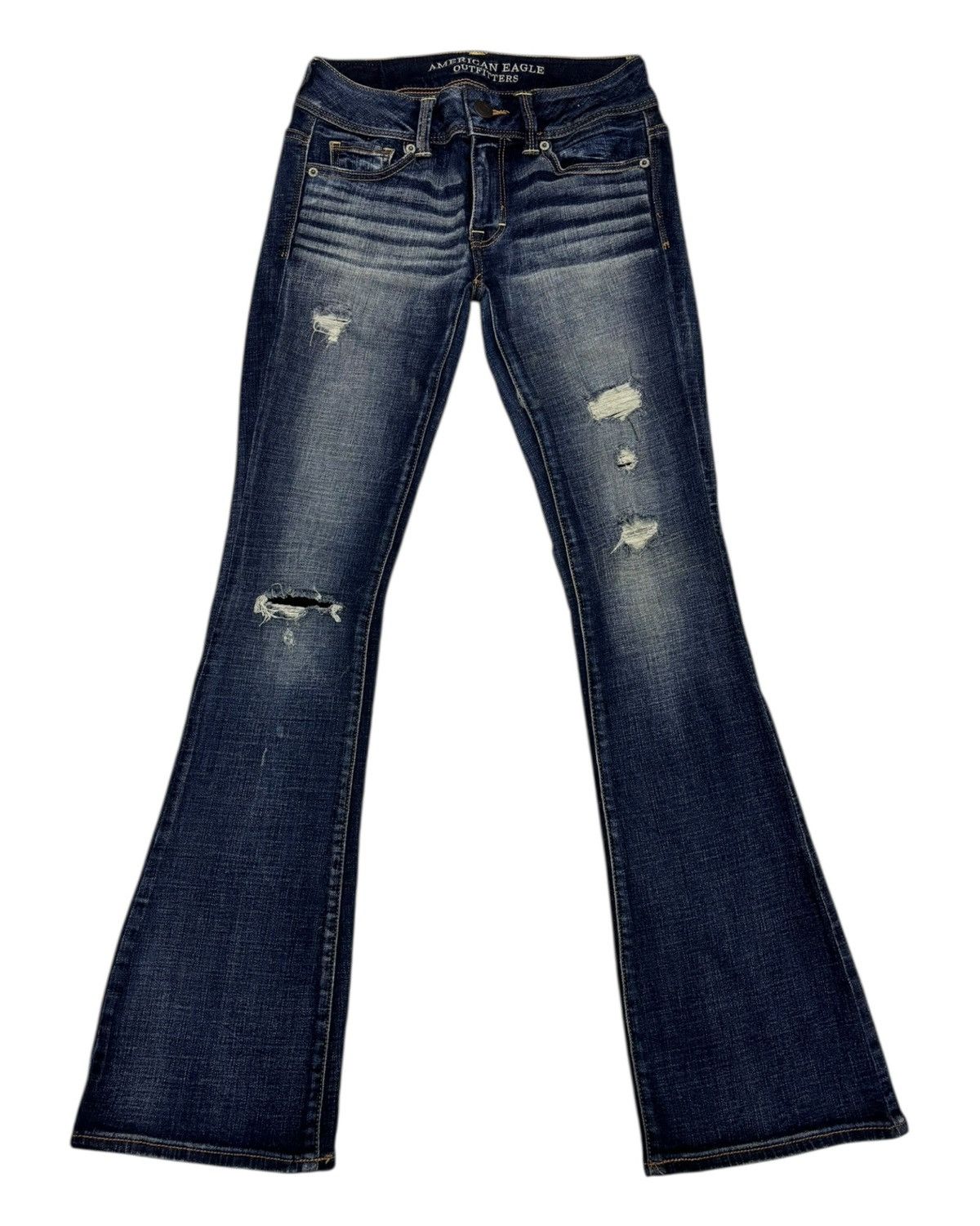 If Six Was Nine × Japanese Brand Flare Jeans Kick Bootcut American Eagle Distressed Denim Size 27" / US 4 / IT 40 - 1 Thumbnail