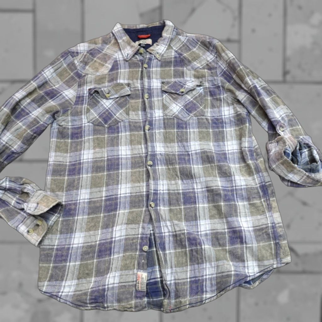 Vintage VINTAGE Triple Five Soul Shirt Plaid Blue L Long Sleeve Button-Up Cotton Flannel USA Men Size US L / EU 52-54 / 3 - 1 Thumbnail