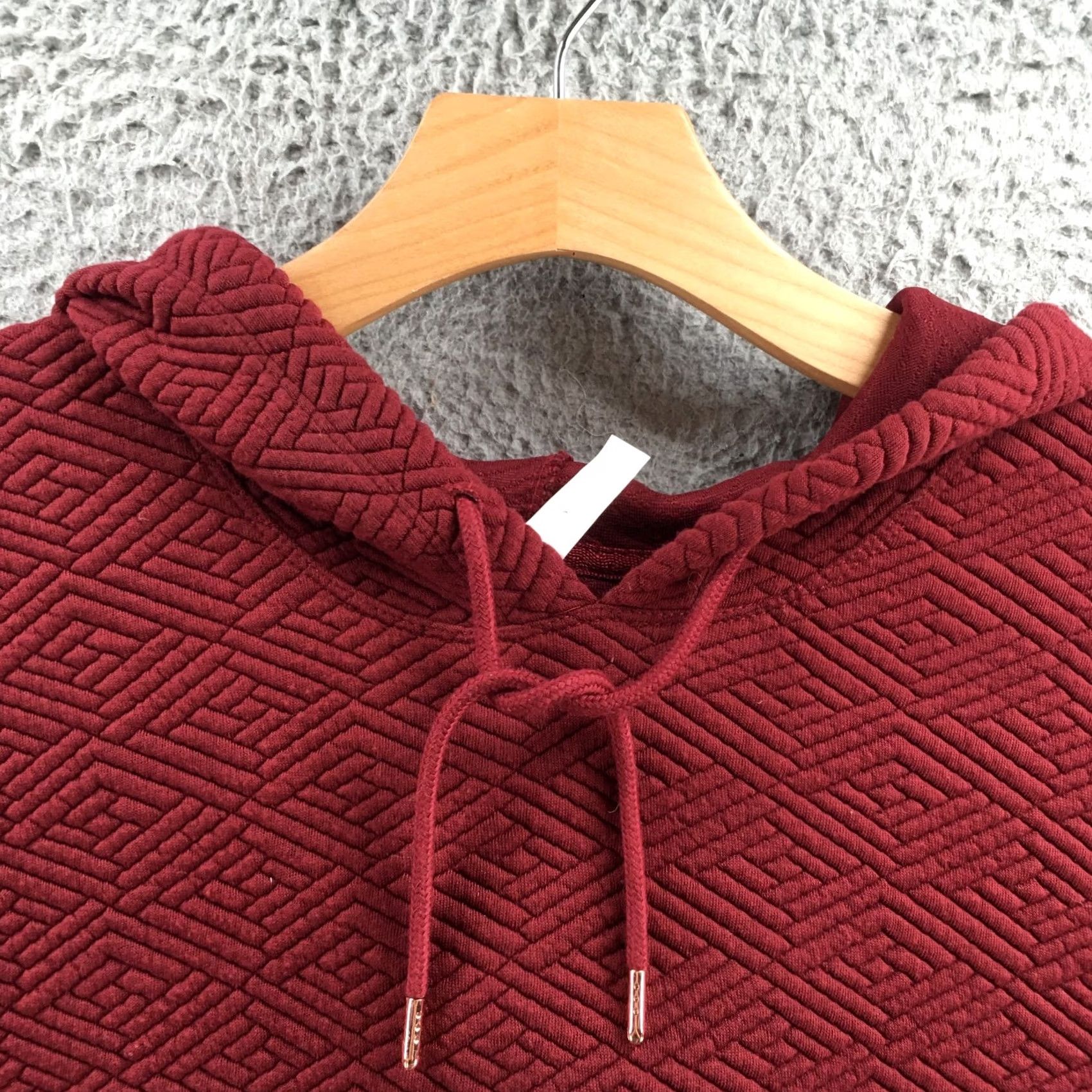 Vintage Ideology Hoodie Womens M Burgundy Pullover Polyester Textured Casual Sweatshirt Size M / US 6-8 / IT 42-44 - 3 Thumbnail