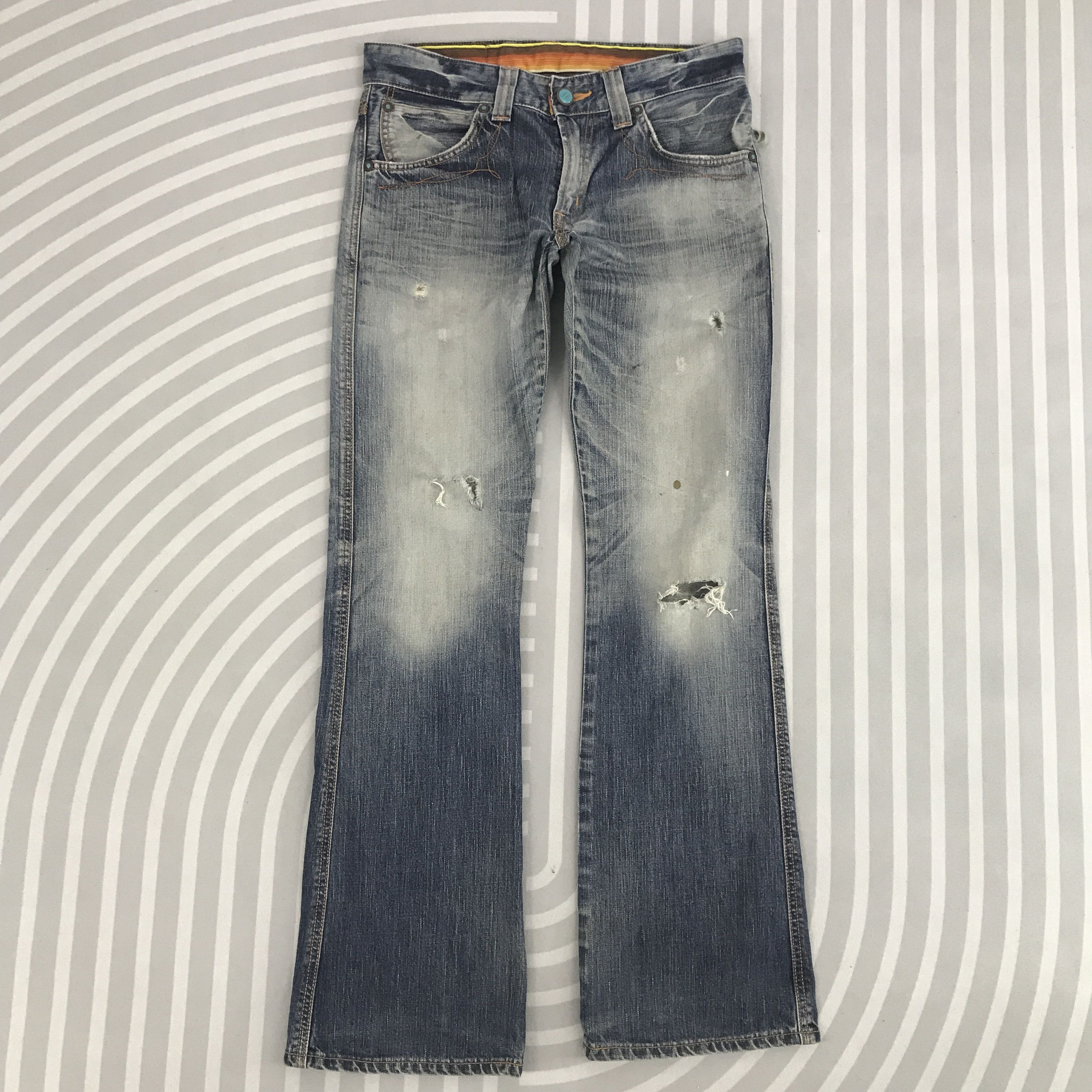 Bootcut Edwin Blue Trip Denim faded Distressed pants