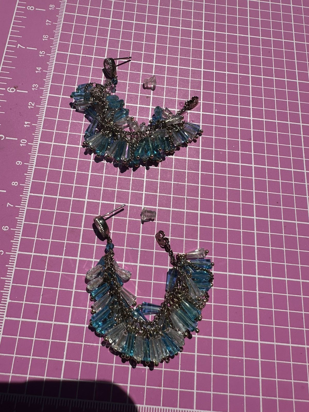 Designer Natasha water blue beads tassels stud back unique closure Size ONE SIZE - 10 Thumbnail