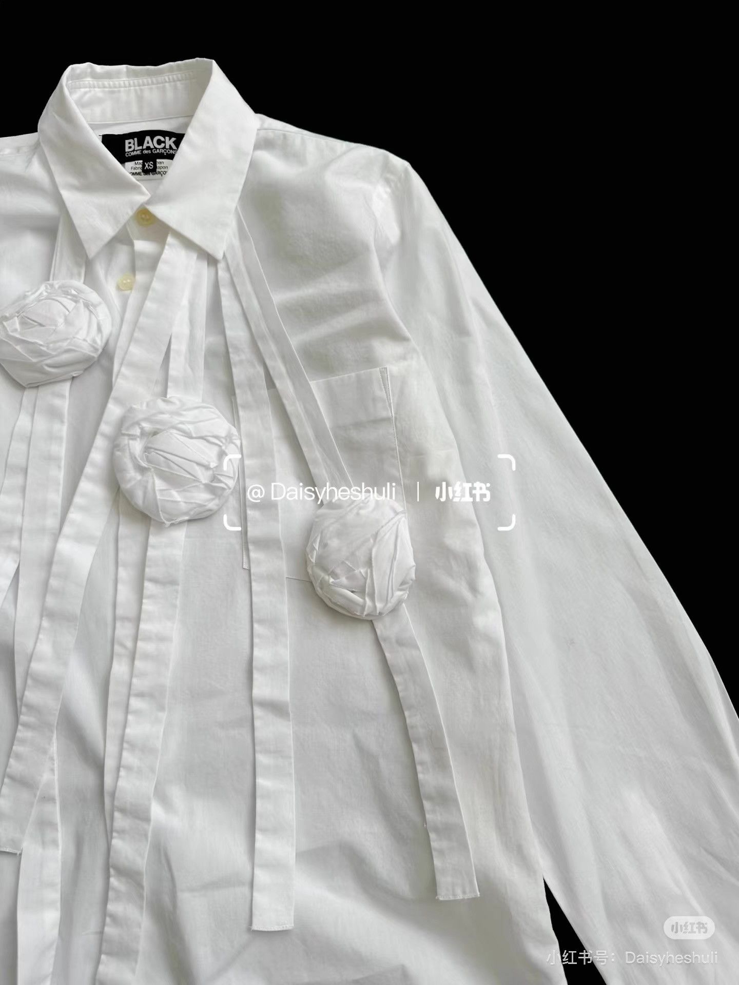 Comme des Garcons Comme des GarçonsCDG Black White Rose Long Sleeve Shirt Ｑ24 Size XS / US 0-2 / IT 36-38 - 3 Thumbnail