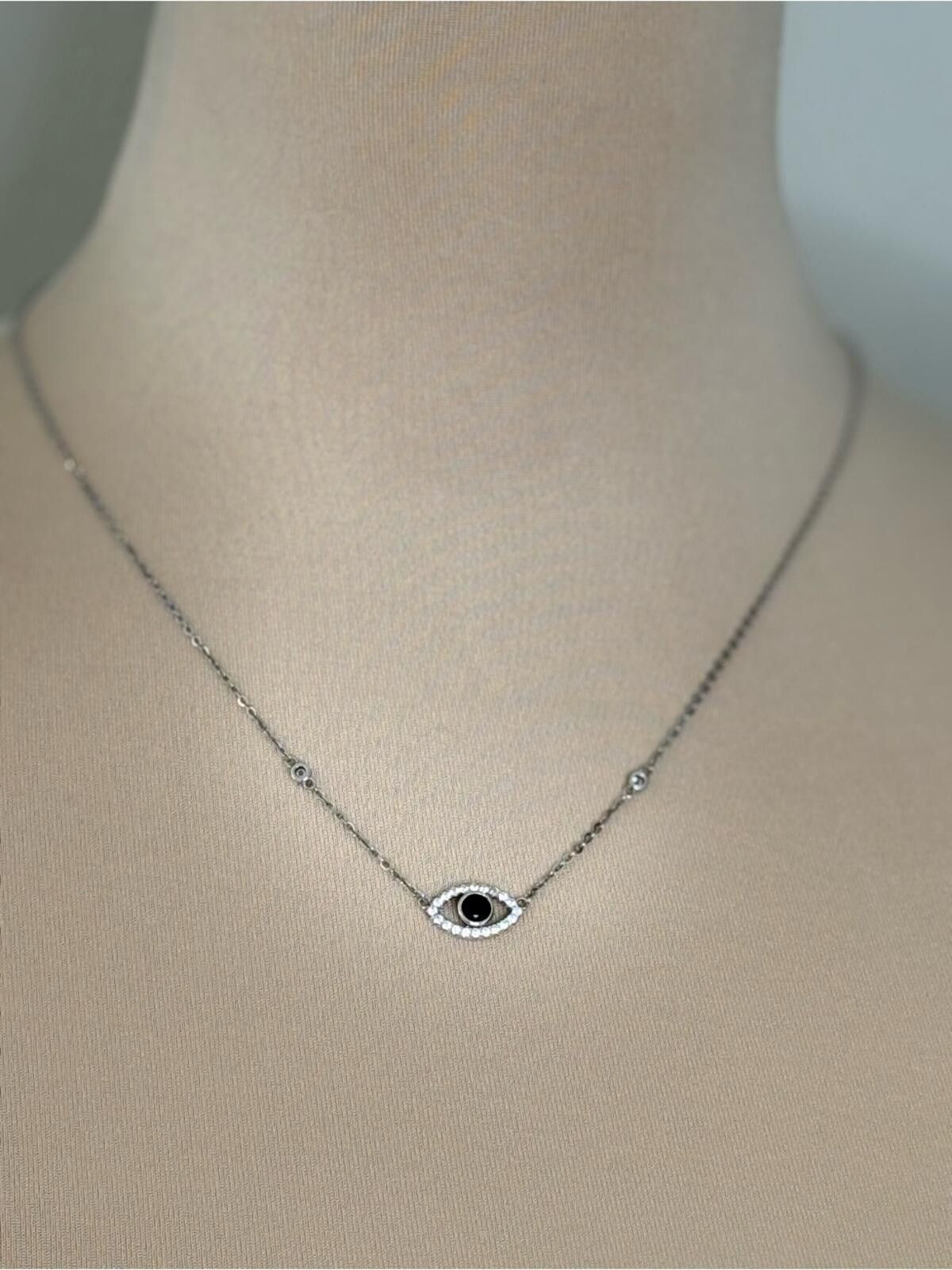 Other Rhinestone blue beaded pendant silver dainty chain Size ONE SIZE - 1 Thumbnail