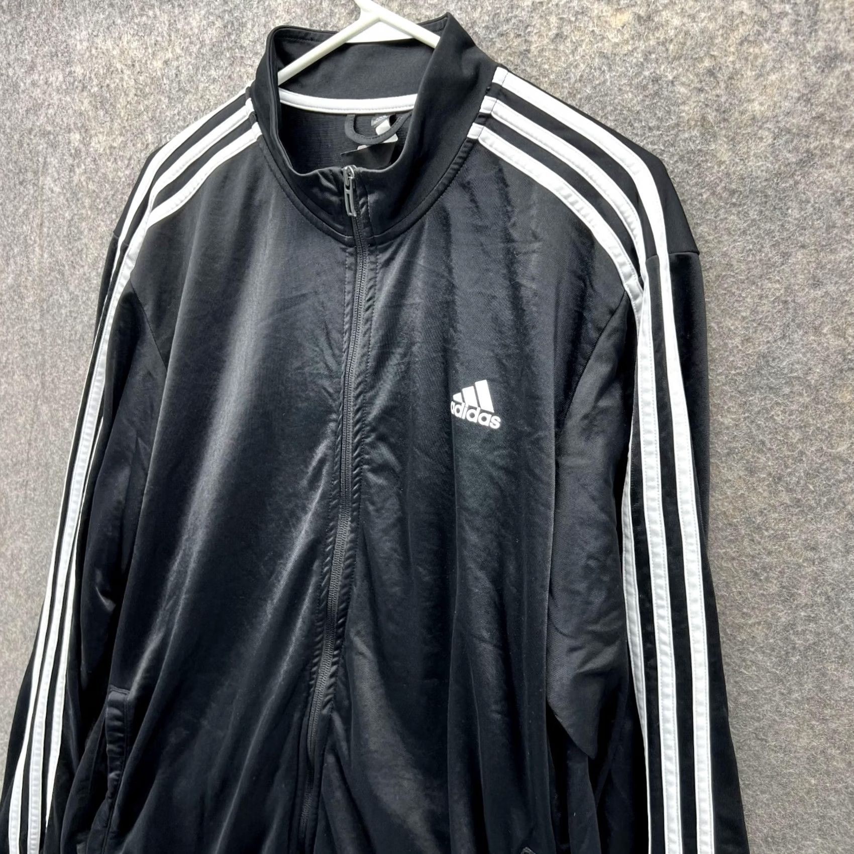 Adidas Adidas Jacket Men Large Black Full Zip Essential Warm Up 3 Stripes Track Sweater Size US L / EU 52-54 / 3 - 4 Thumbnail
