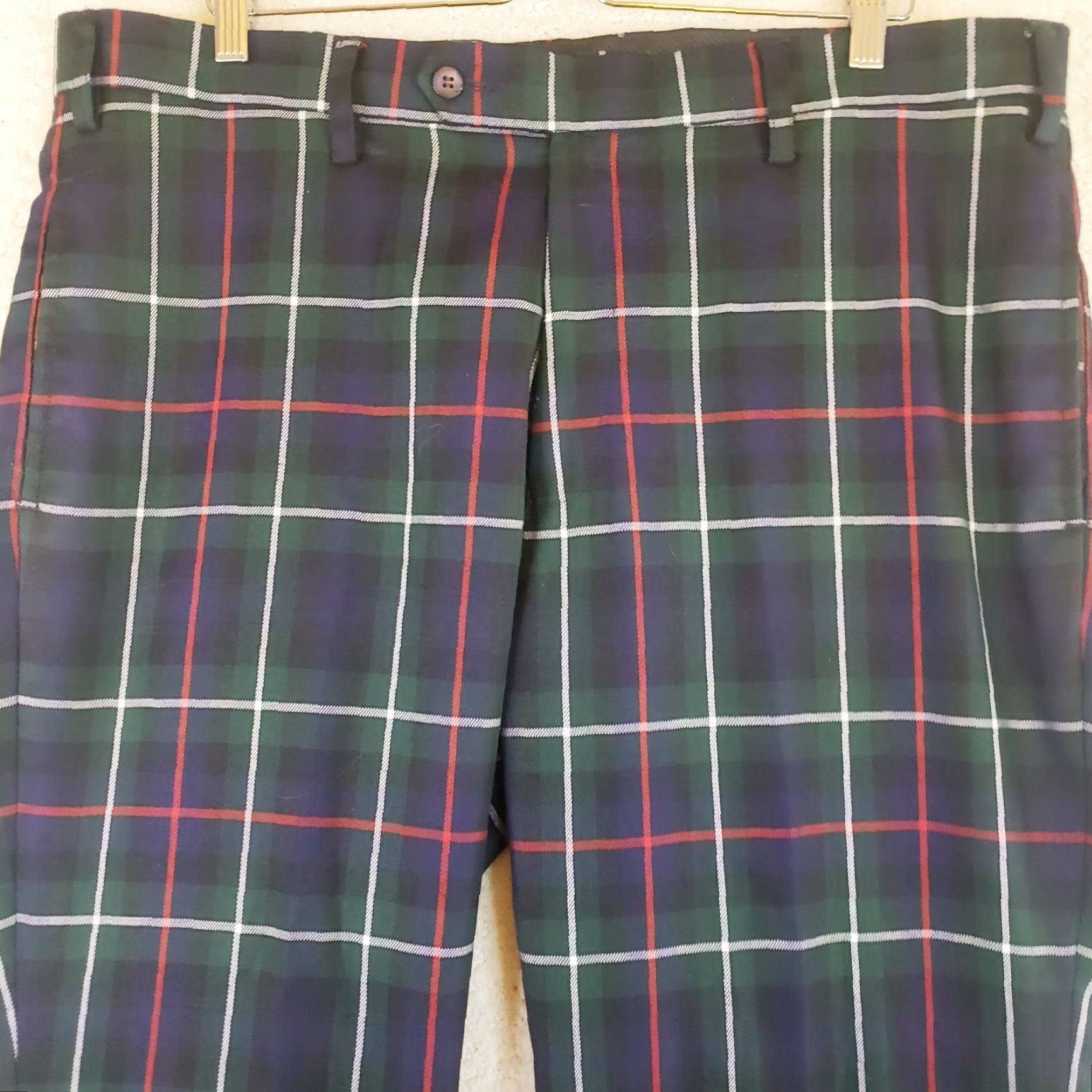 Etro Murray Golf By Broadsword Mens Multi Color Retro Plaid Pants 40x27 Regular Straight Front Hipster Preppy Golf Pants Colors Size US 40 / EU 56 - 3 Thumbnail