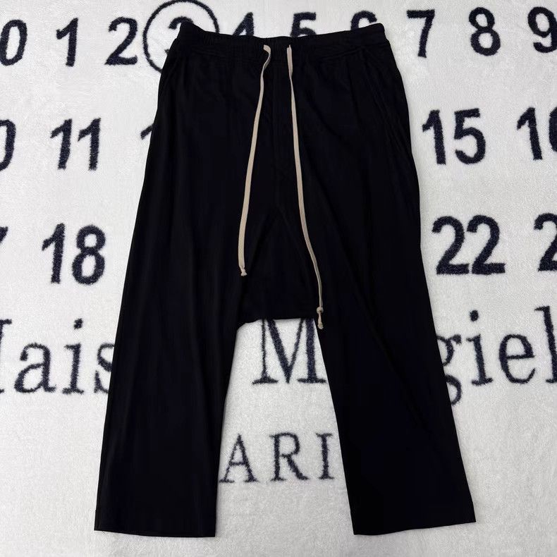 Rick Owens Rick Owens Black Drawstring Dropped Crotch Trousers Q10 Size US 31 - 1 Thumbnail