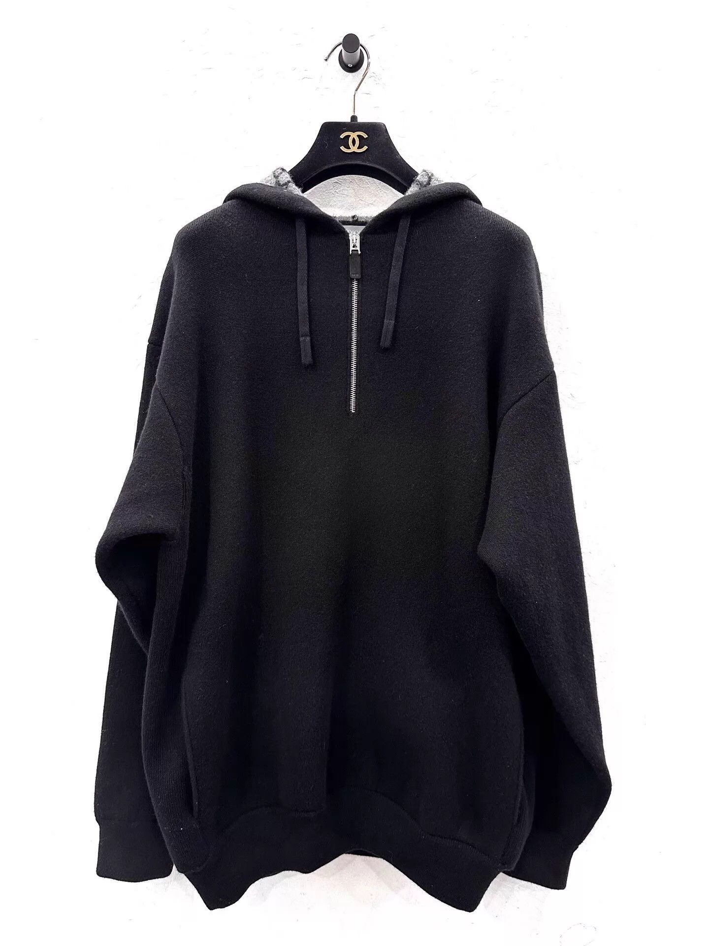 Dior Men's Dior Icons Cashmere M Black Cannage Half-Zip Hoodie Size US M / EU 48-50 / 2 - 1 Thumbnail