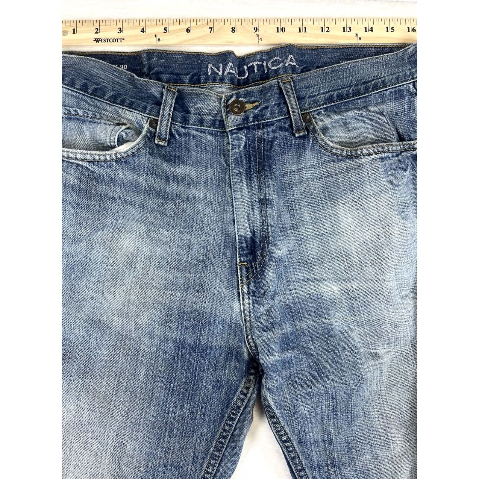 Nautica Nautica Jeans Relaxed Fit Straight 34x30 Denim Medium Wash Blue Logo 5-Pocket Mens Jeans Regular Mens Size US 34 / EU 50 - 2 Thumbnail