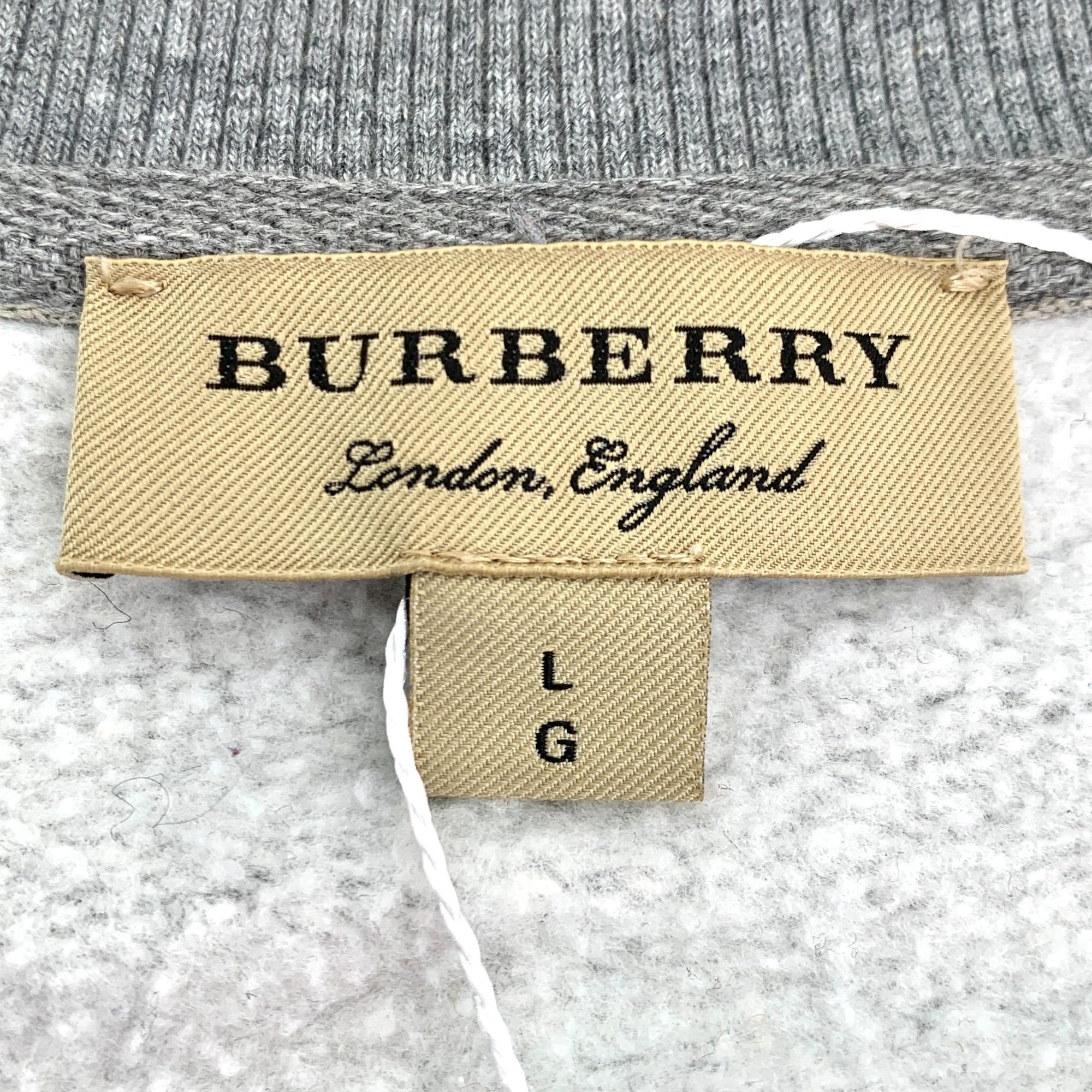 Burberry Burberry Grey Logo Embroidery Crewneck Cotton Sweatshirt (Si Size L / US 10 / IT 46 - 2 Thumbnail