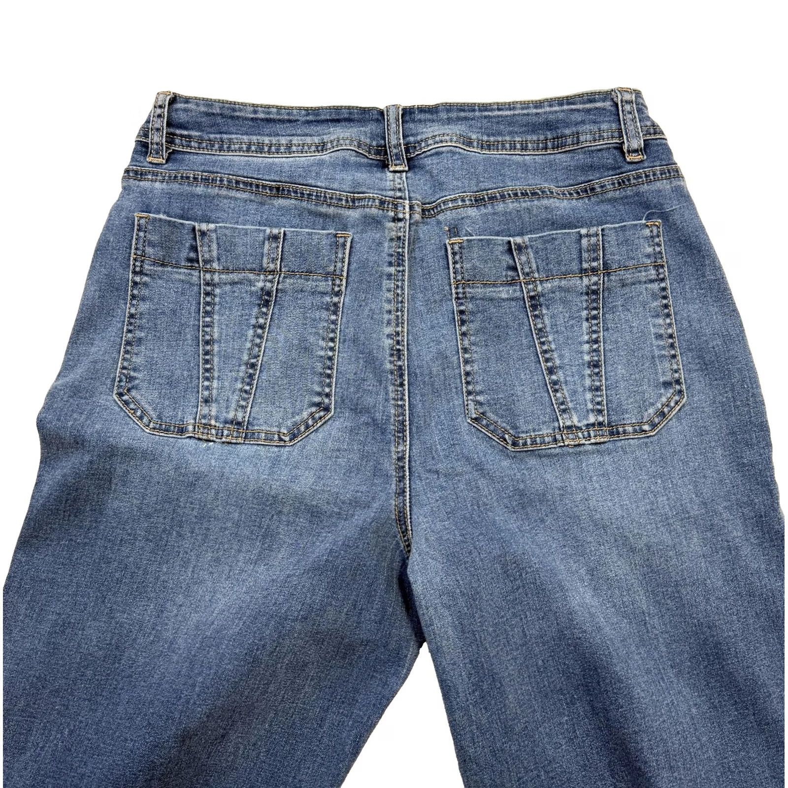 Vintage GB Jeans Juniors 13 Blue Wide-Leg High Rise Relaxed Stretch Denim Medium Wash Jeans Size 34" / US 12 / IT 48 - 4 Thumbnail