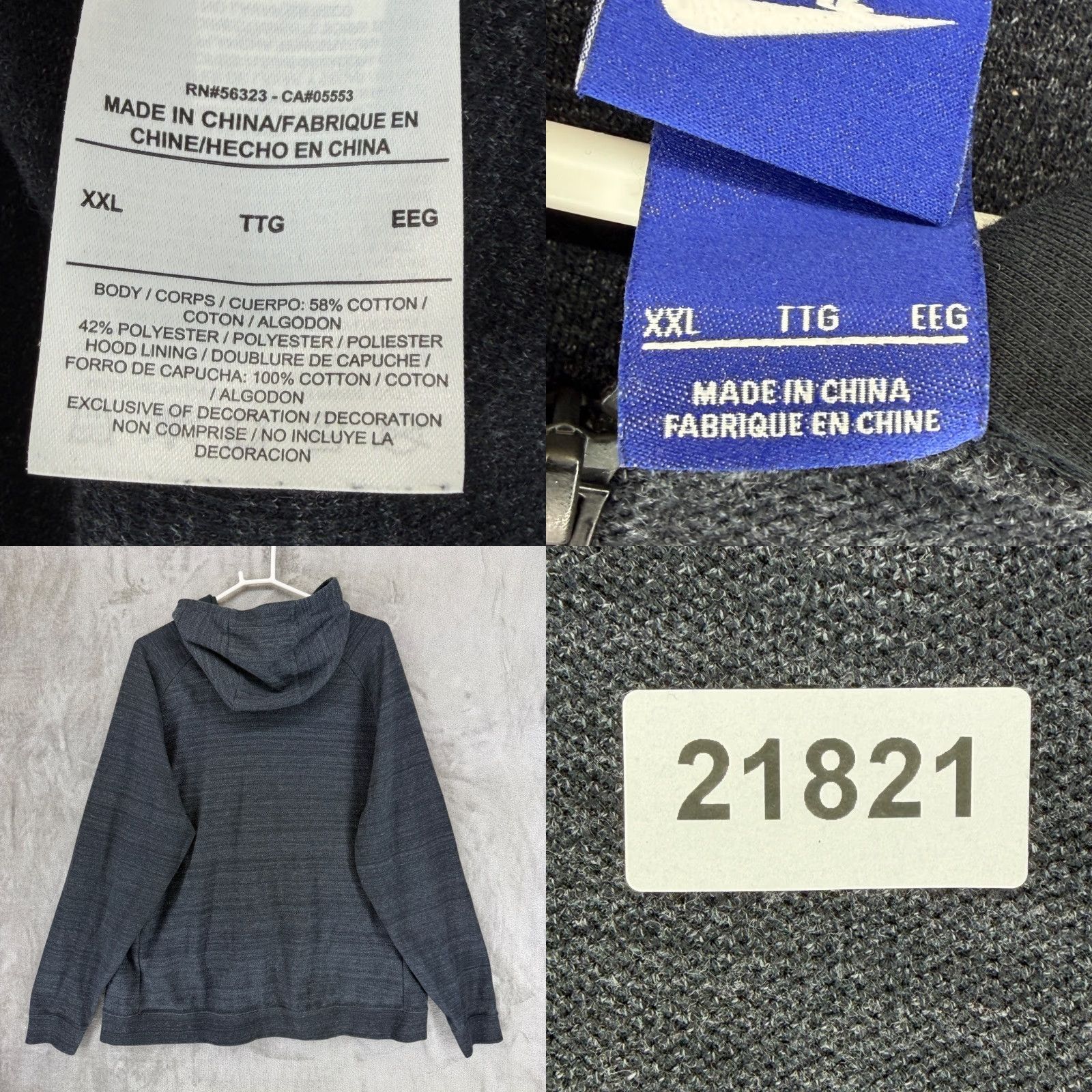 Nike Nike Sportswear Full Zip Hoodie Mens 2XL Charcoal Black Heathered Logo Zipper Pockets All Seasons Size US XXL / EU 58 / 5 - 8 Thumbnail