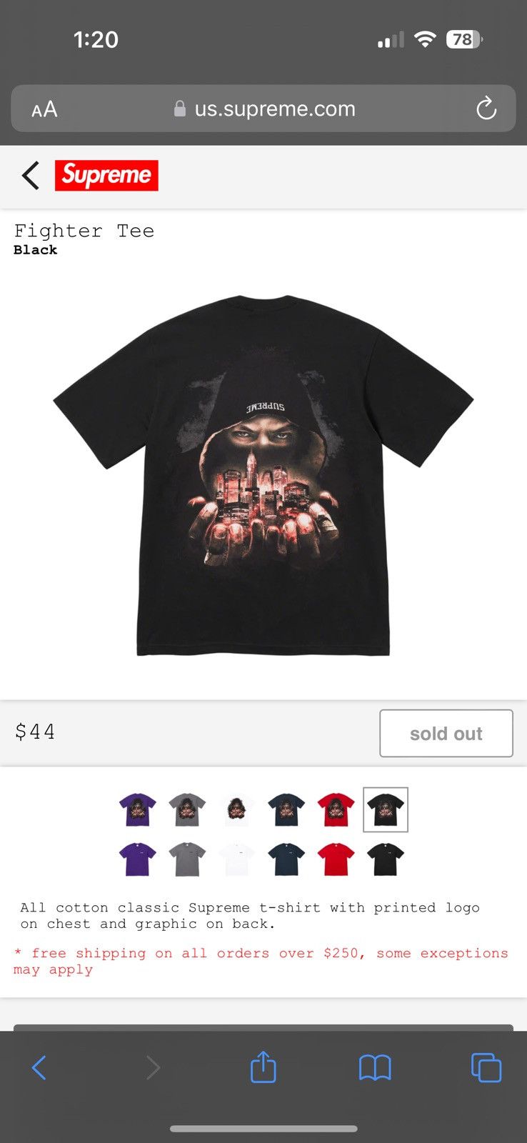 Supreme Supreme Fighter Tee Black | Grailed