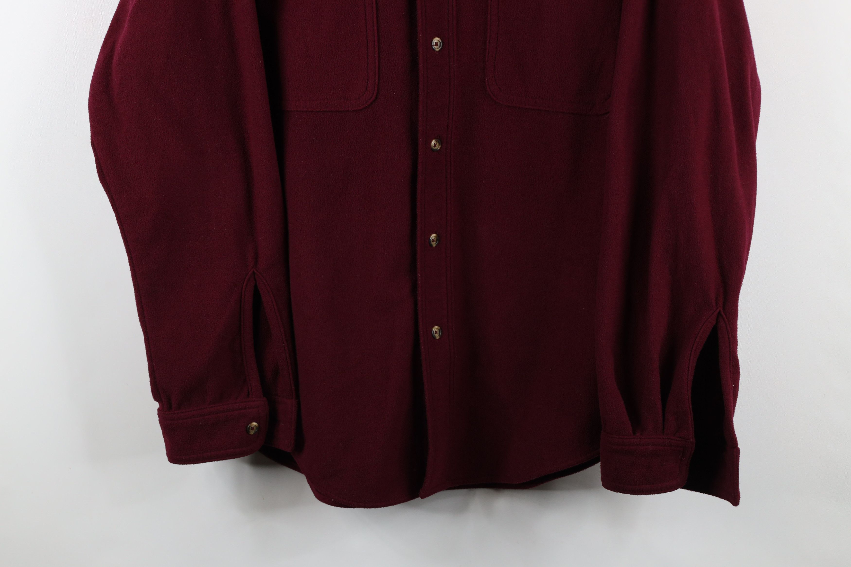 Cabelas × Vintage Vintage 90s Cabelas Button Shirt Burgundy Polyester USA Size US XL / EU 56 / 4 - 3 Thumbnail