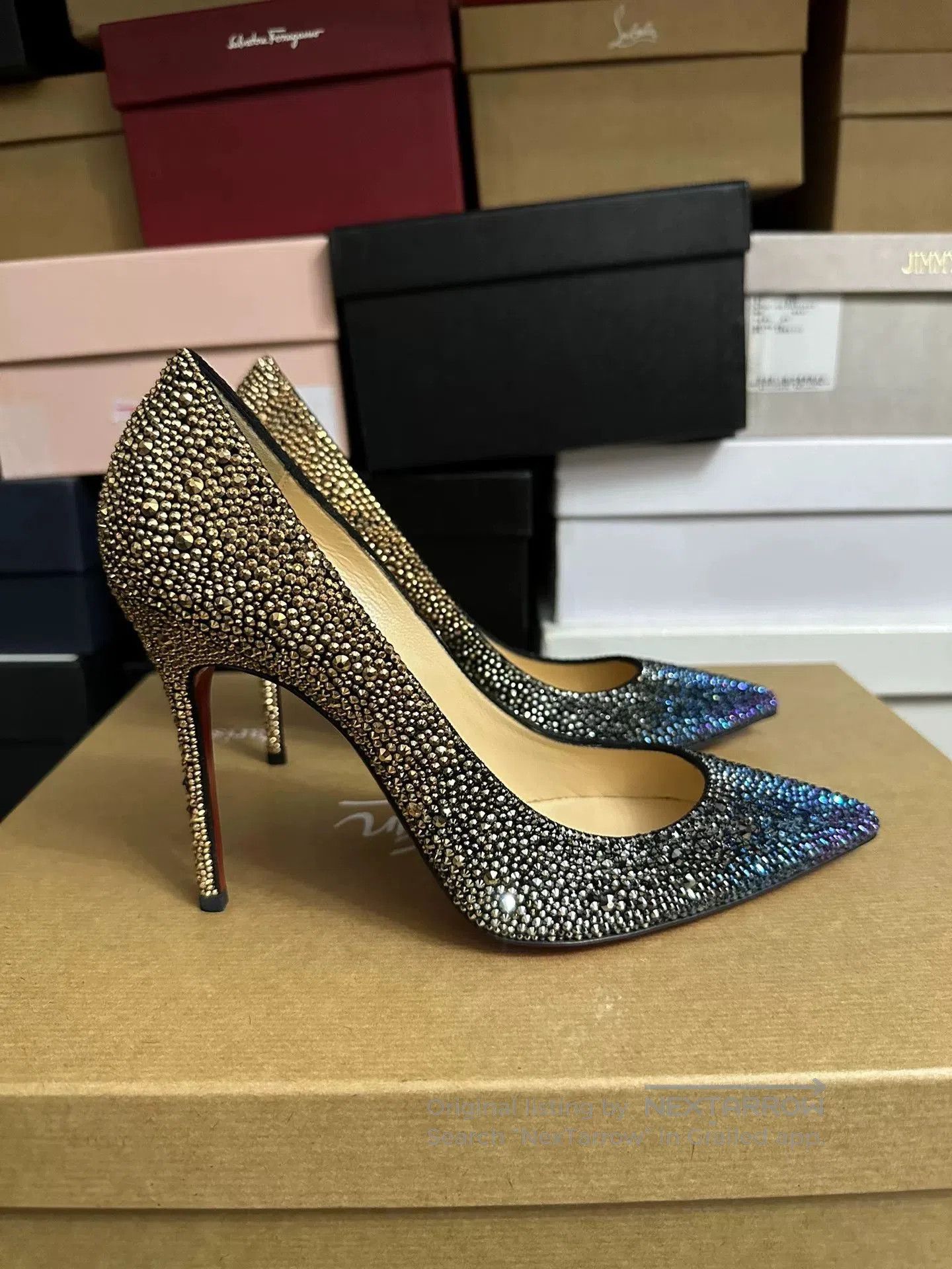 Christian Louboutin Christian Louboutin Crystal Gradient Shoes. Size US 7 / IT 37 - 2 Thumbnail