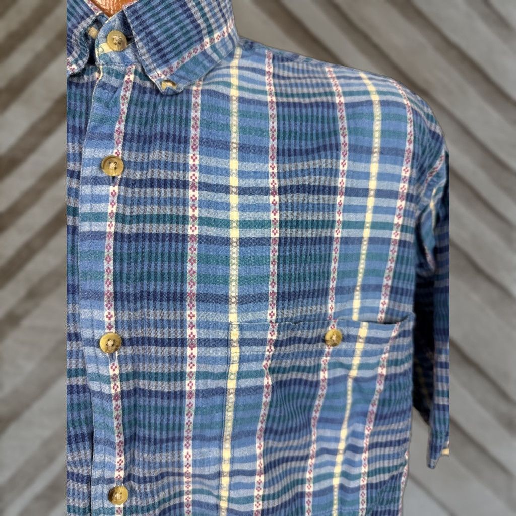 Vintage VINTAGE Honors 90s Button-Up Shirt Men Medium Blue Plaid Cotton Lightweight Hipster Size US M / EU 48-50 / 2 - 1 Thumbnail