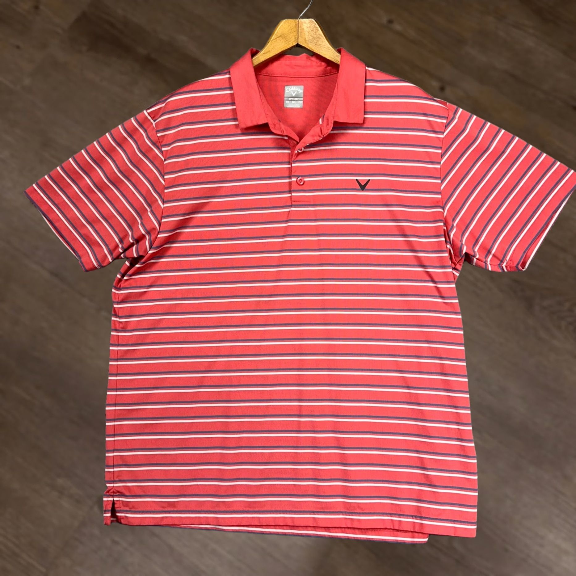 Callaway Callaway Opti-Dri Mens Polo Shirt 2XL Pink White Stripe Short Sleeve Golf Rugby Size US XXL / EU 58 / 5 - 1 Thumbnail