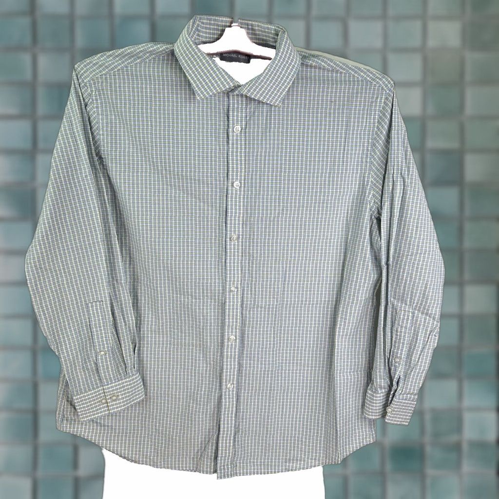 Michael Kors VINTAGE Michael Kors Slim Fit Striped Button-Up Shirt Mens XL Blue Cotton 2010s Classic Size US XL / EU 56 / 4 - 1 Thumbnail