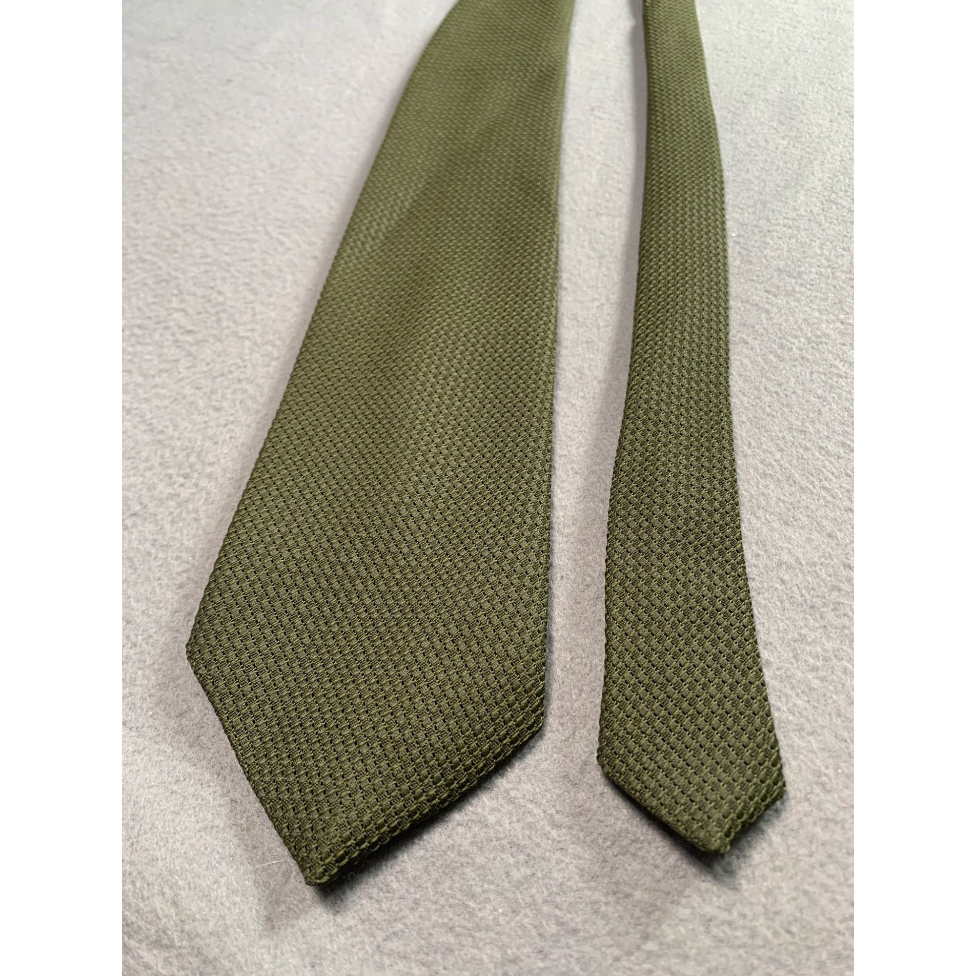 Other Mens Olive Green Textured Tie Polyester Classic Formal Neckt Size ONE SIZE - 4 Thumbnail