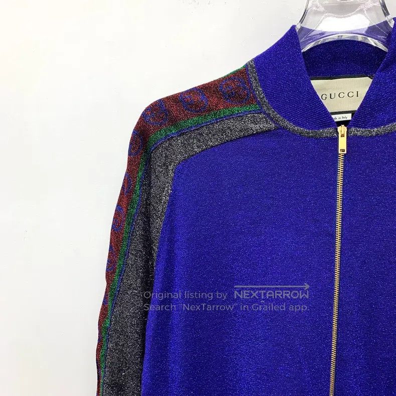 Gucci Gucci Dark blue glitter wool stand-up collar zipper long-s Size US XS / EU 42 / 0 - 3 Thumbnail