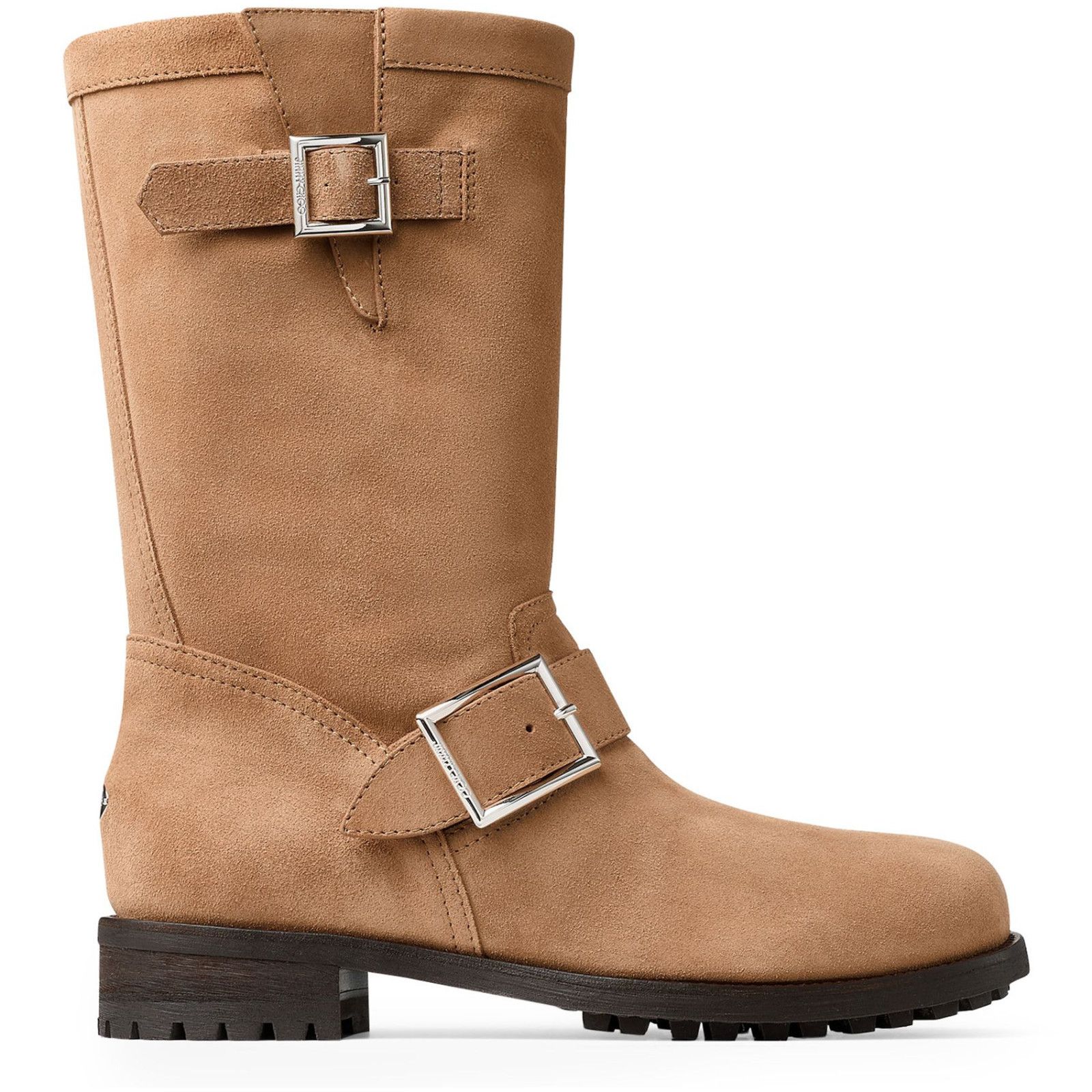 JIMMY CHOO Biker Toffee Suede Boots New & Authentic (Women's