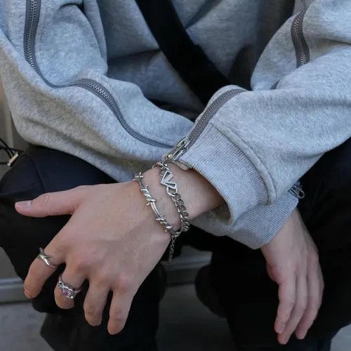 Jewelry Thorn Cuff Silver Chain Bracelet Size ONE SIZE - 1 Thumbnail